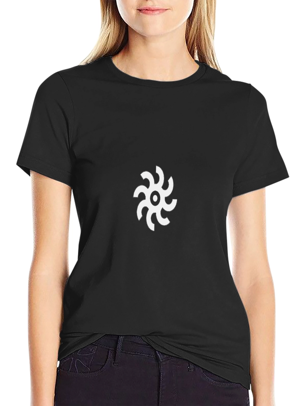 Minimalist Black Tee with Abstract White Design