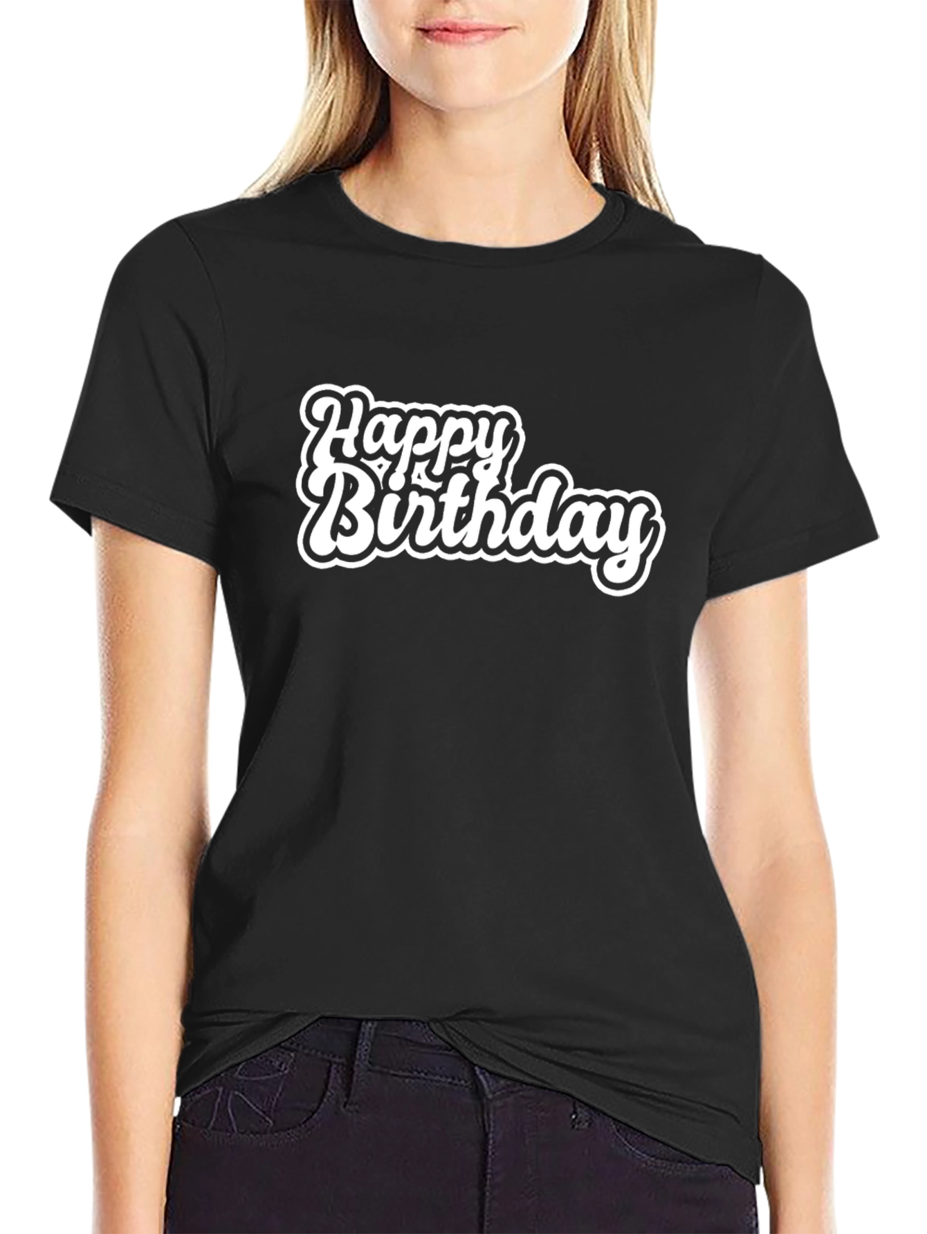 Happy Birthday Graphic Black Tee