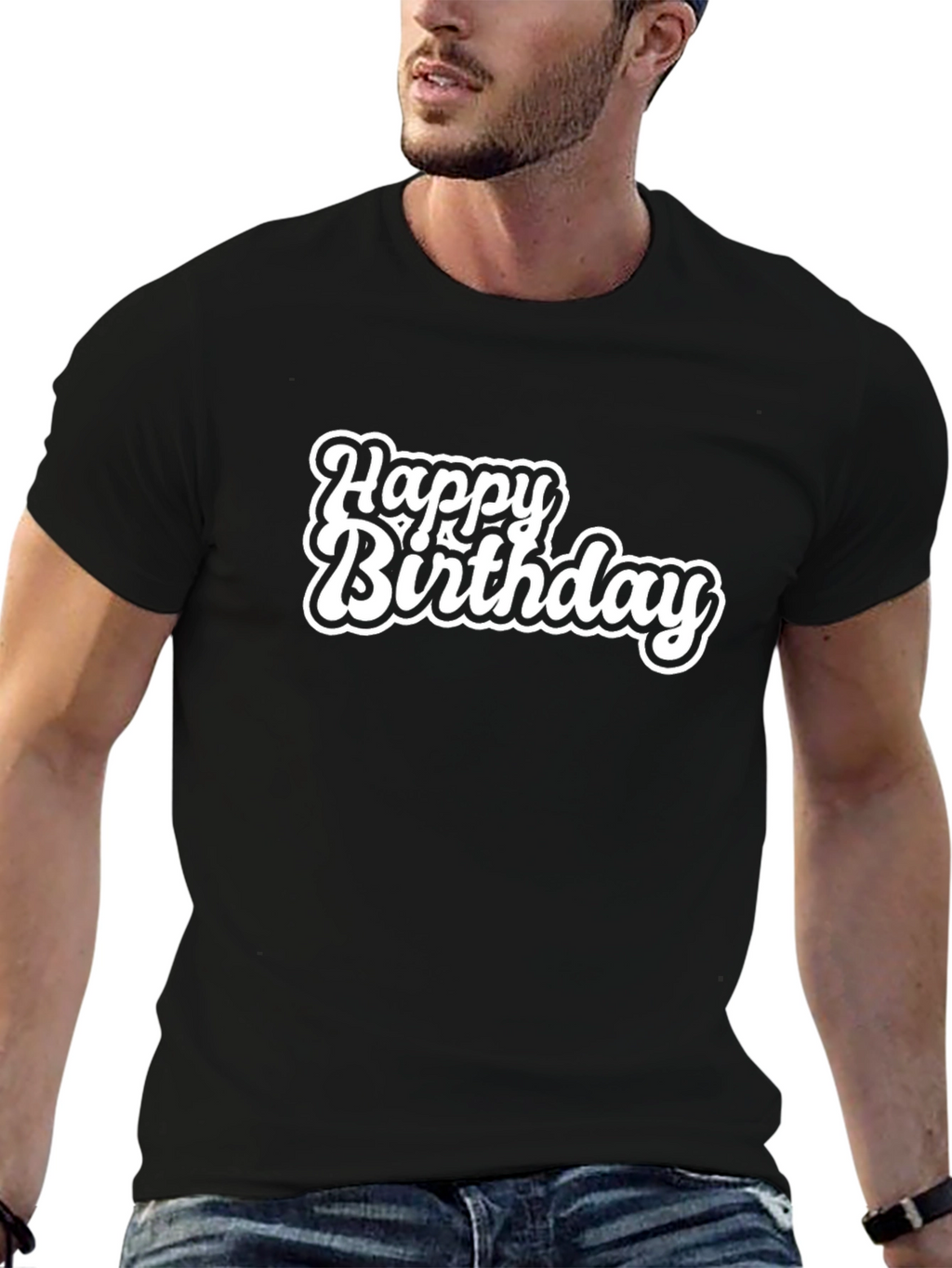 Happy Birthday Graphic Black Tee