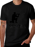 Soldier Graphic T-Shirt - Tactical Style Black Cotton Tee