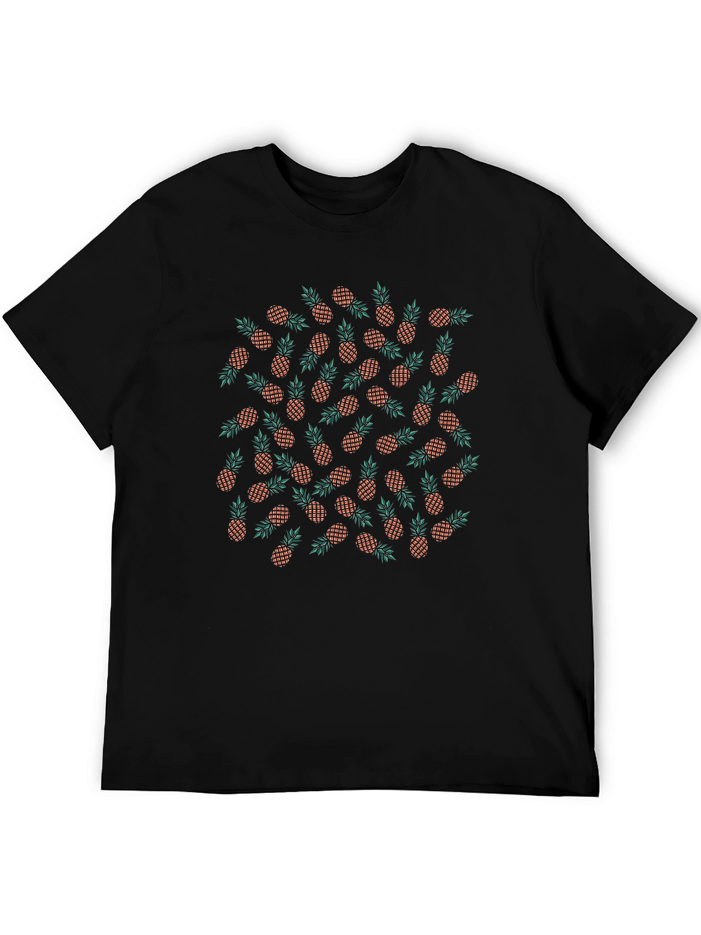 Pineapple Pattern Black T-Shirt