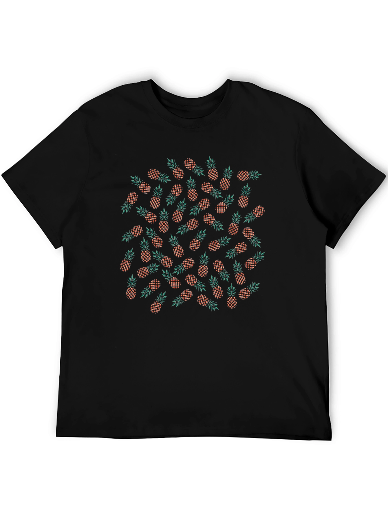 Pineapple Pattern Black T-Shirt