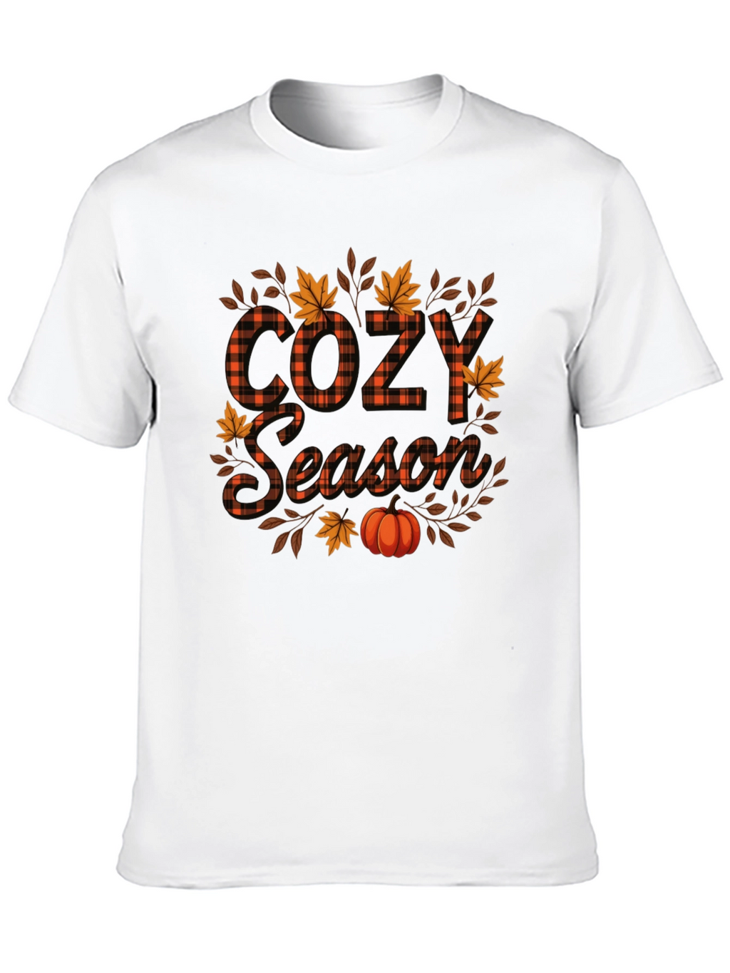 Cozy Season Fall Pumpkin Plaid Graphic Tee