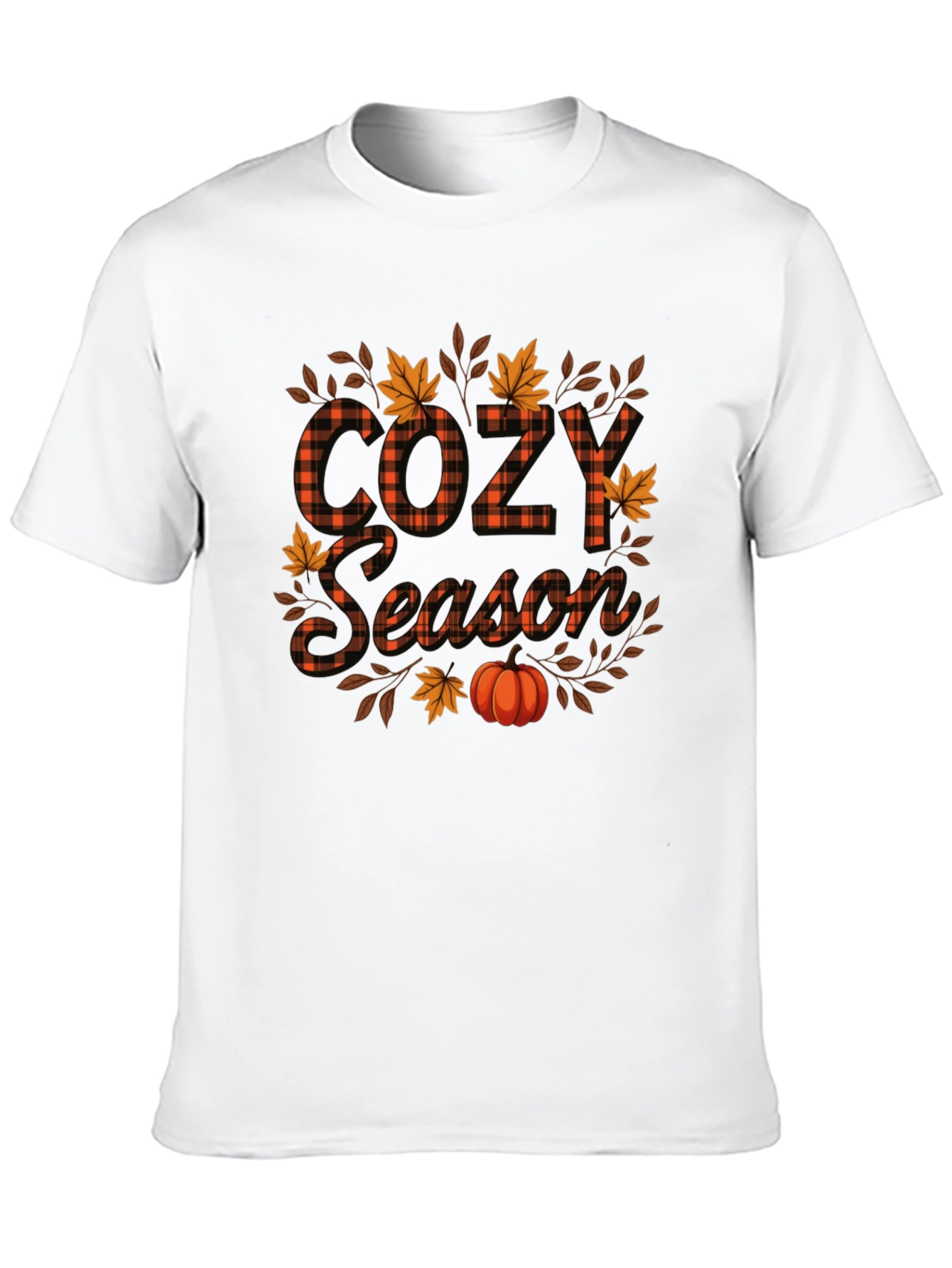Cozy Season Fall Pumpkin Plaid Graphic Tee