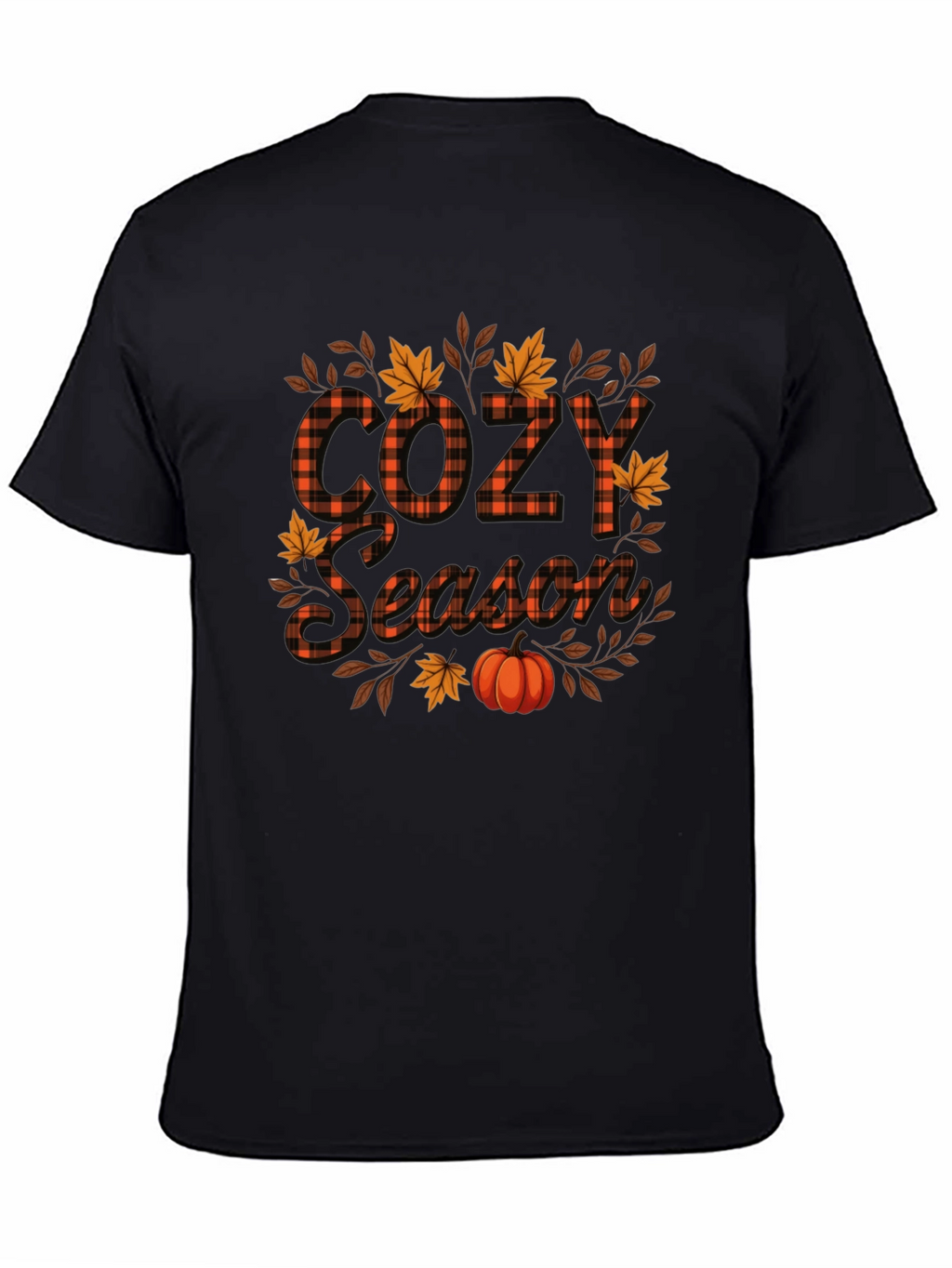 Cozy Season Fall Pumpkin Plaid Graphic Tee