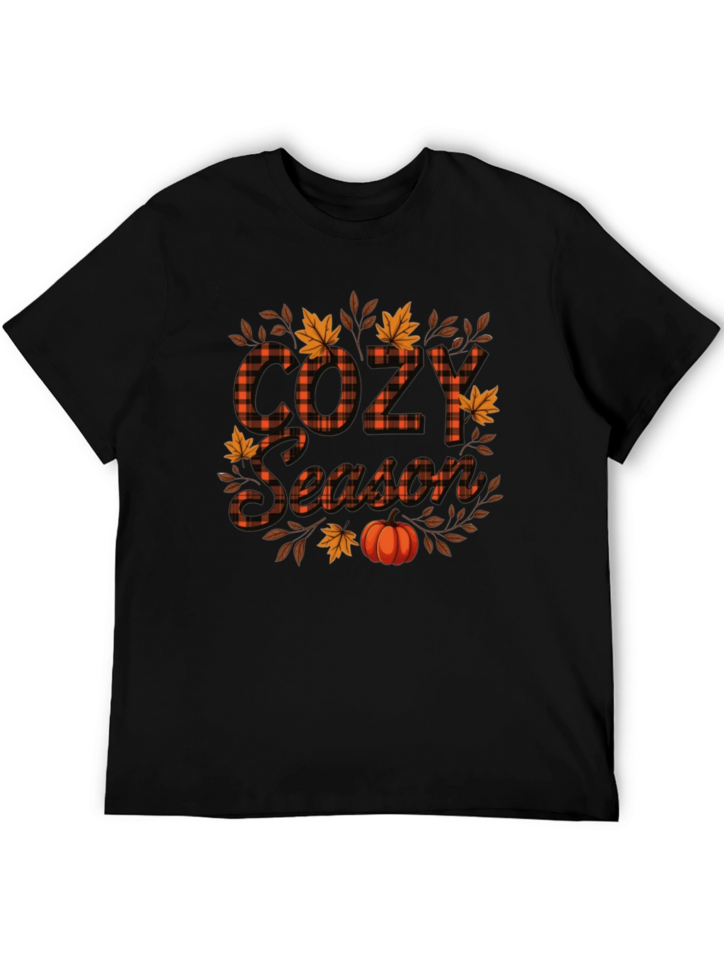 Cozy Season Fall Pumpkin Plaid Graphic Tee