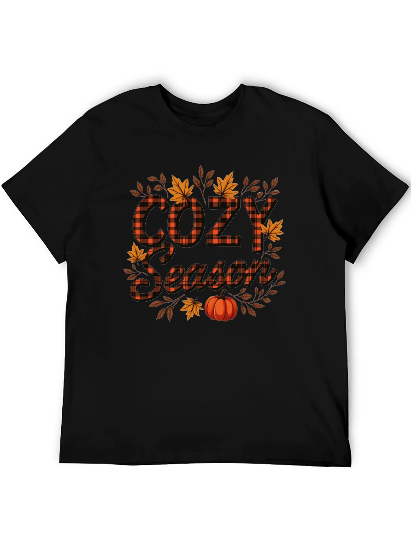 Cozy Season Fall Pumpkin Plaid Graphic Tee