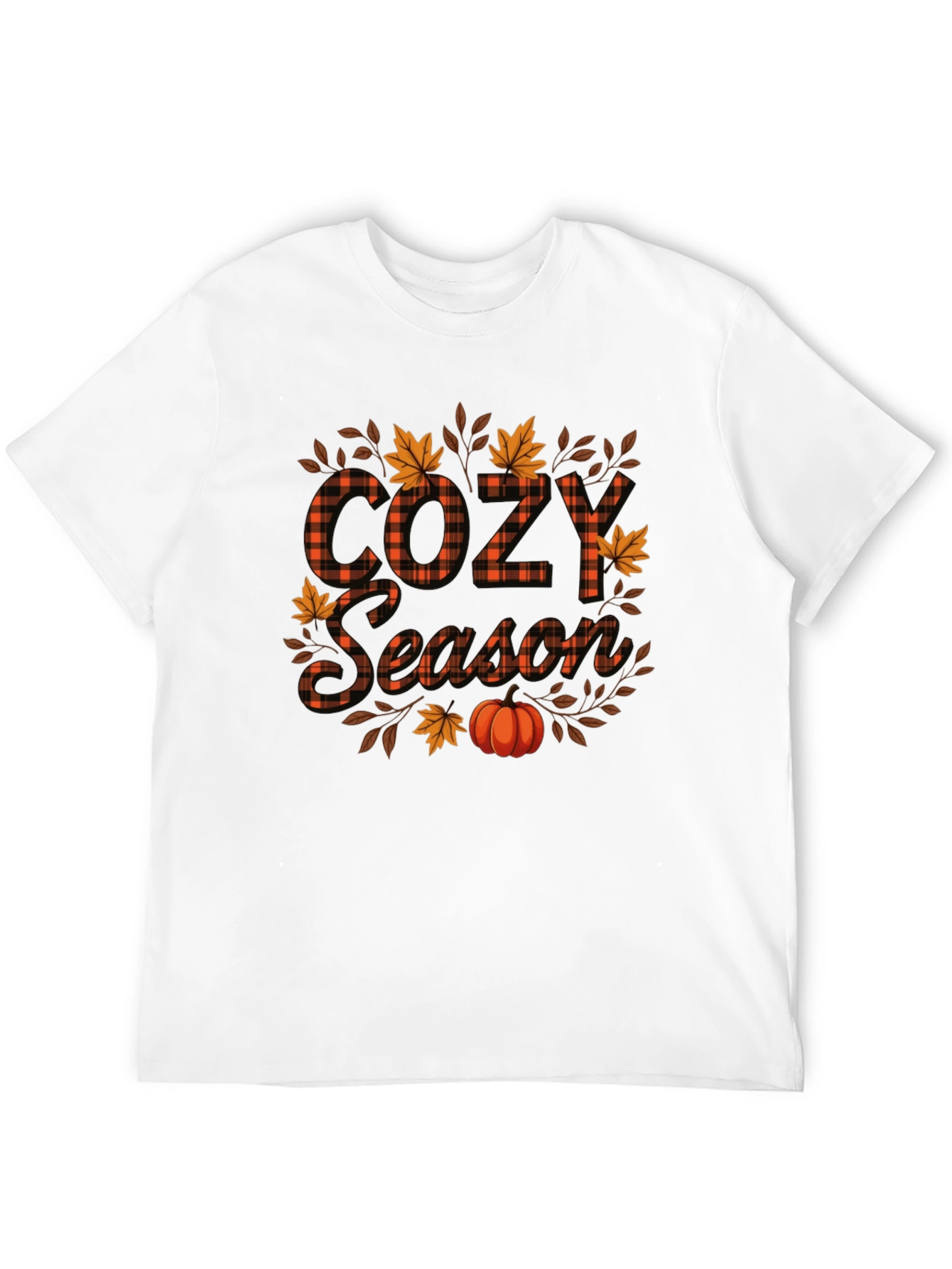 Cozy Season Fall Pumpkin Plaid Graphic Tee