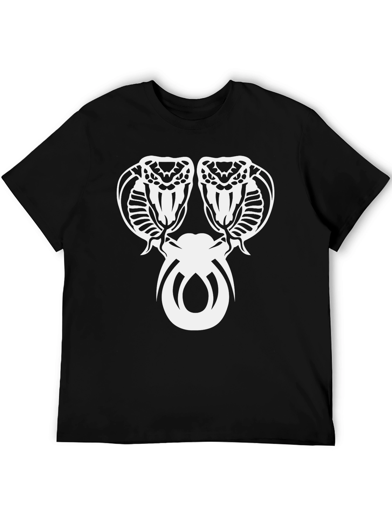 Mens Cobra Graphic Tee - Bold Snake Design Black Cotton Shirt