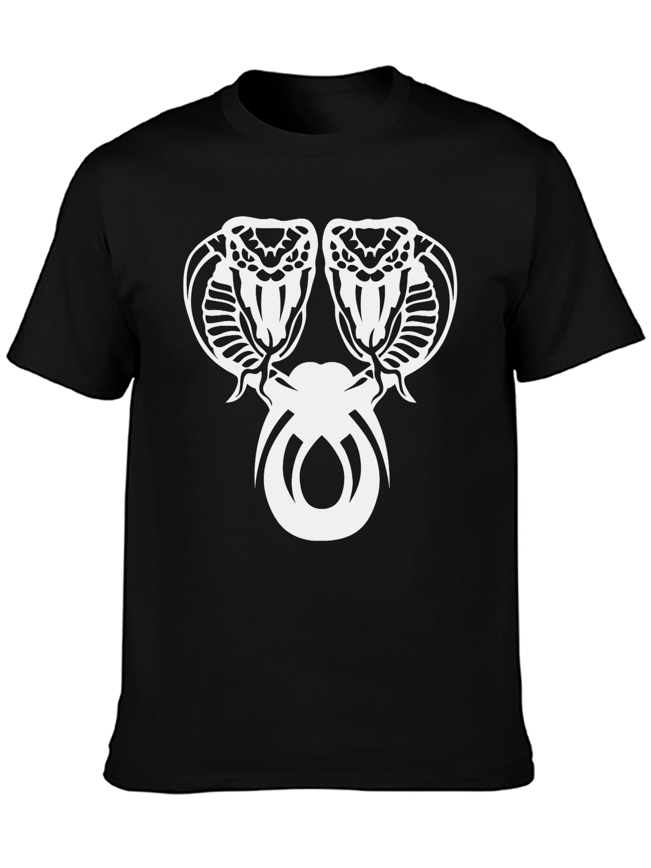 Mens Cobra Graphic Tee - Bold Snake Design Black Cotton Shirt