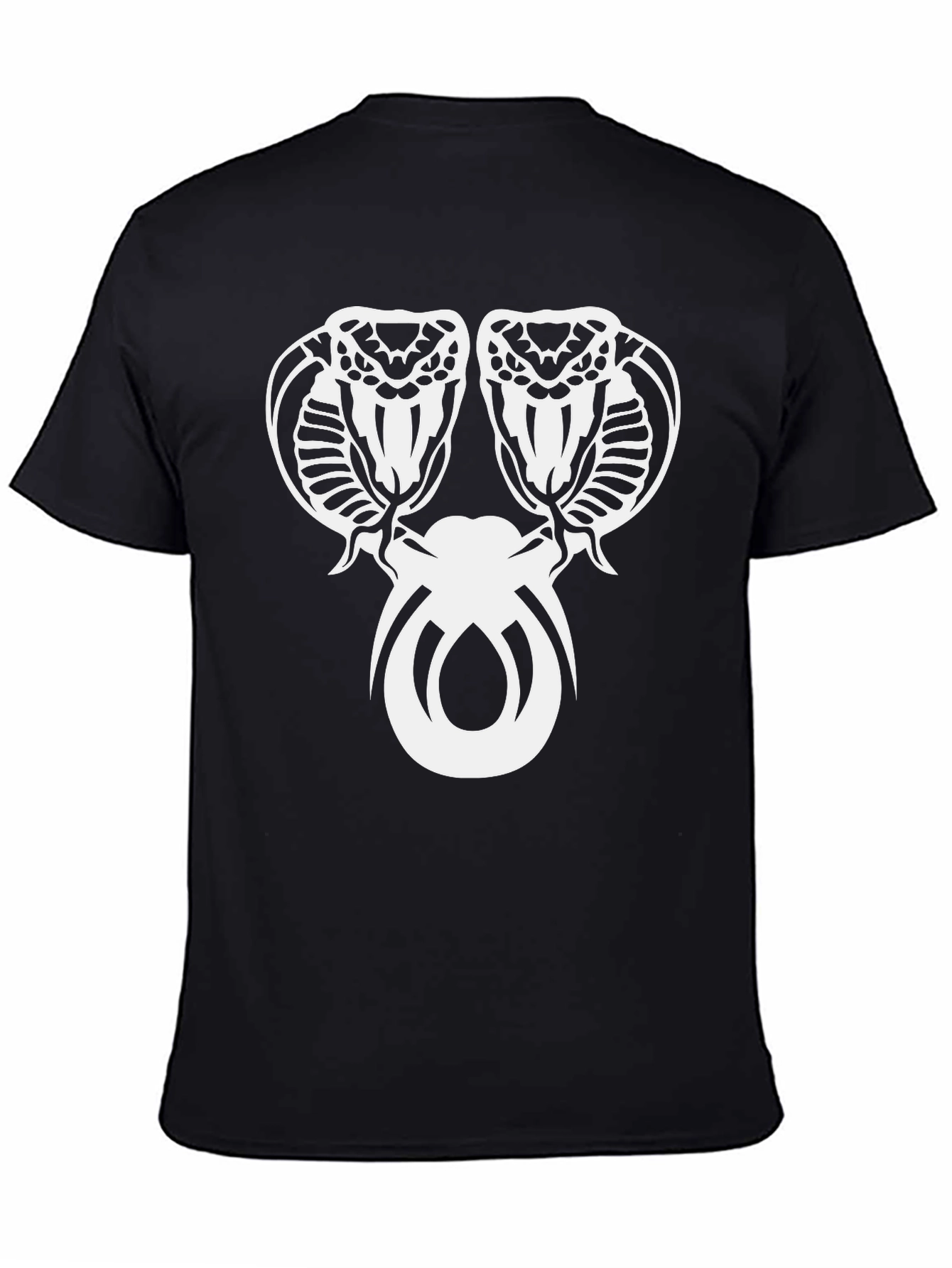 Mens Cobra Graphic Tee - Bold Snake Design Black Cotton Shirt