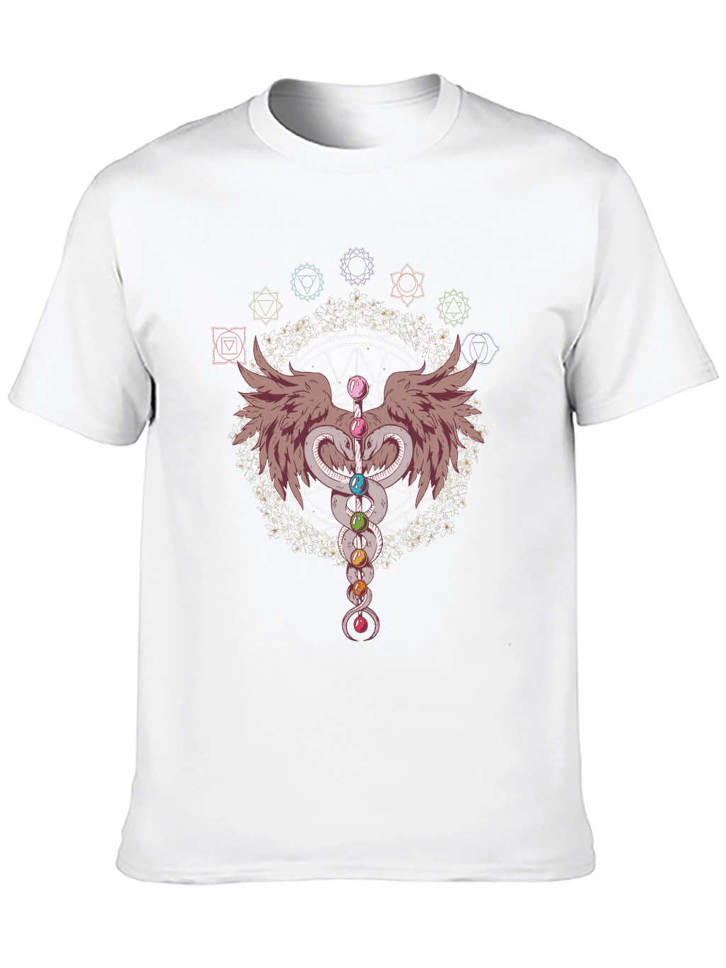 Chakra Snakes & Wings Graphic T-Shirt - Black
