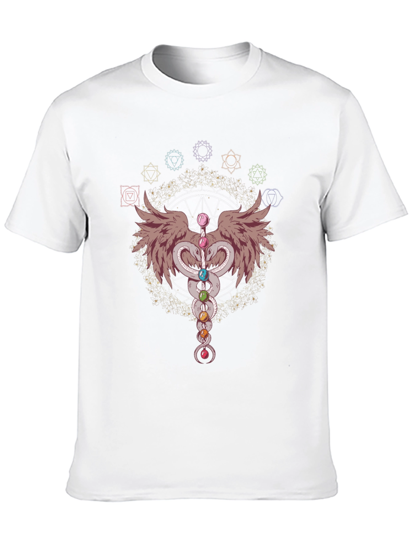 Chakra Snakes & Wings Graphic T-Shirt - Black