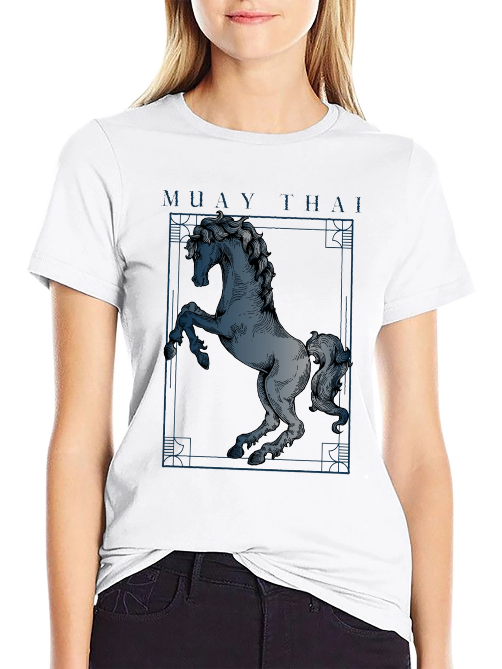 Muay Thai Horse Graphic T-Shirt - Black