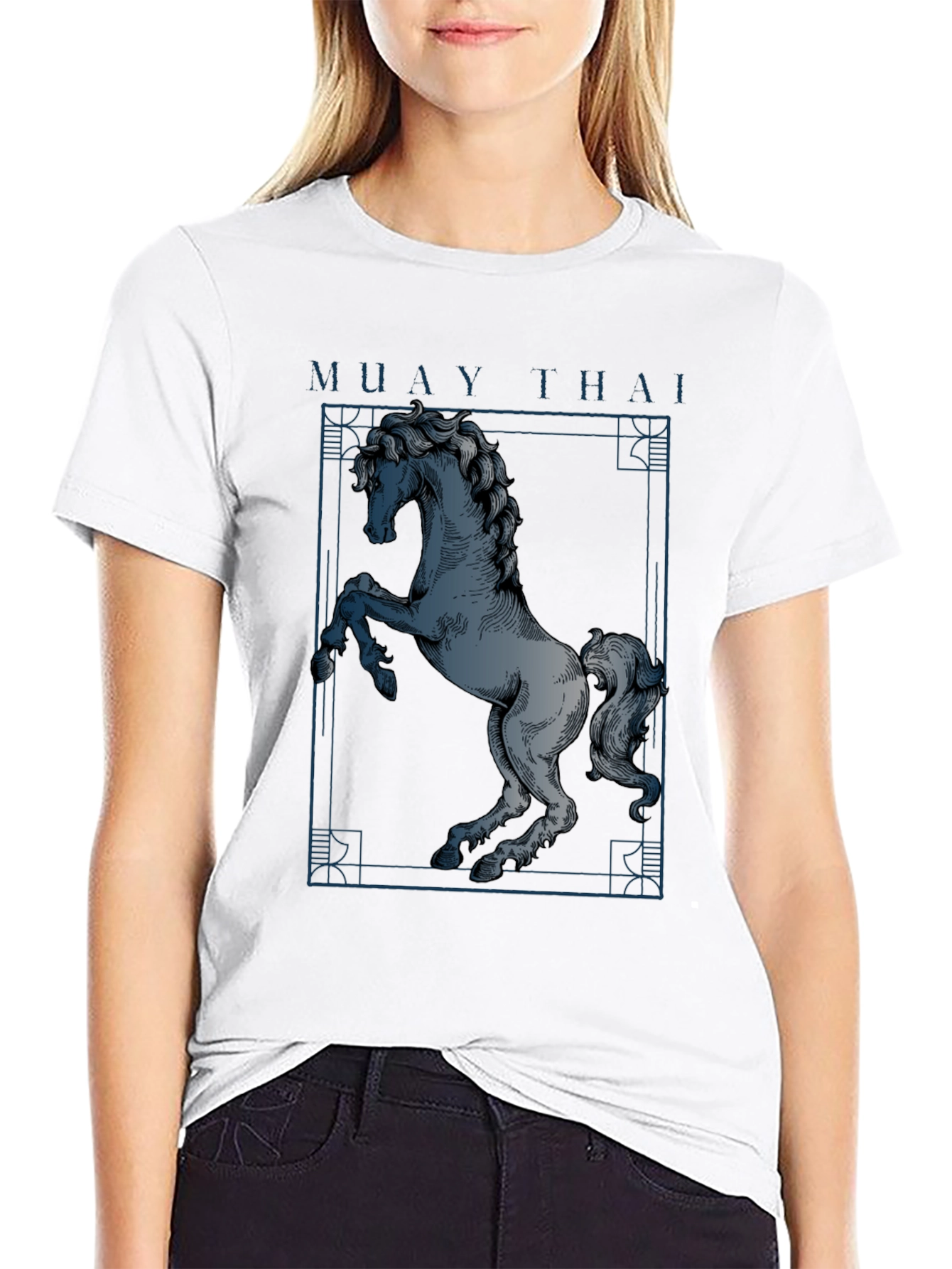 Muay Thai Horse Graphic T-Shirt - Black