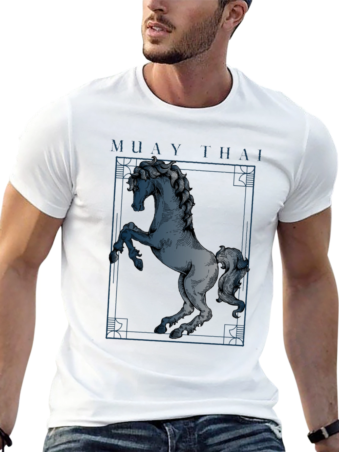 Muay Thai Horse Graphic T-Shirt - Black
