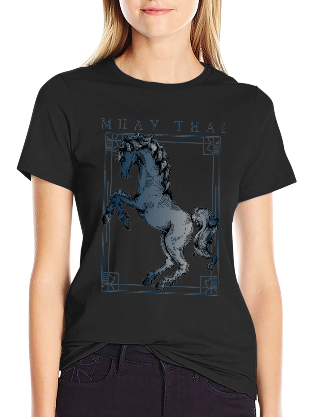 Muay Thai Horse Graphic T-Shirt - Black