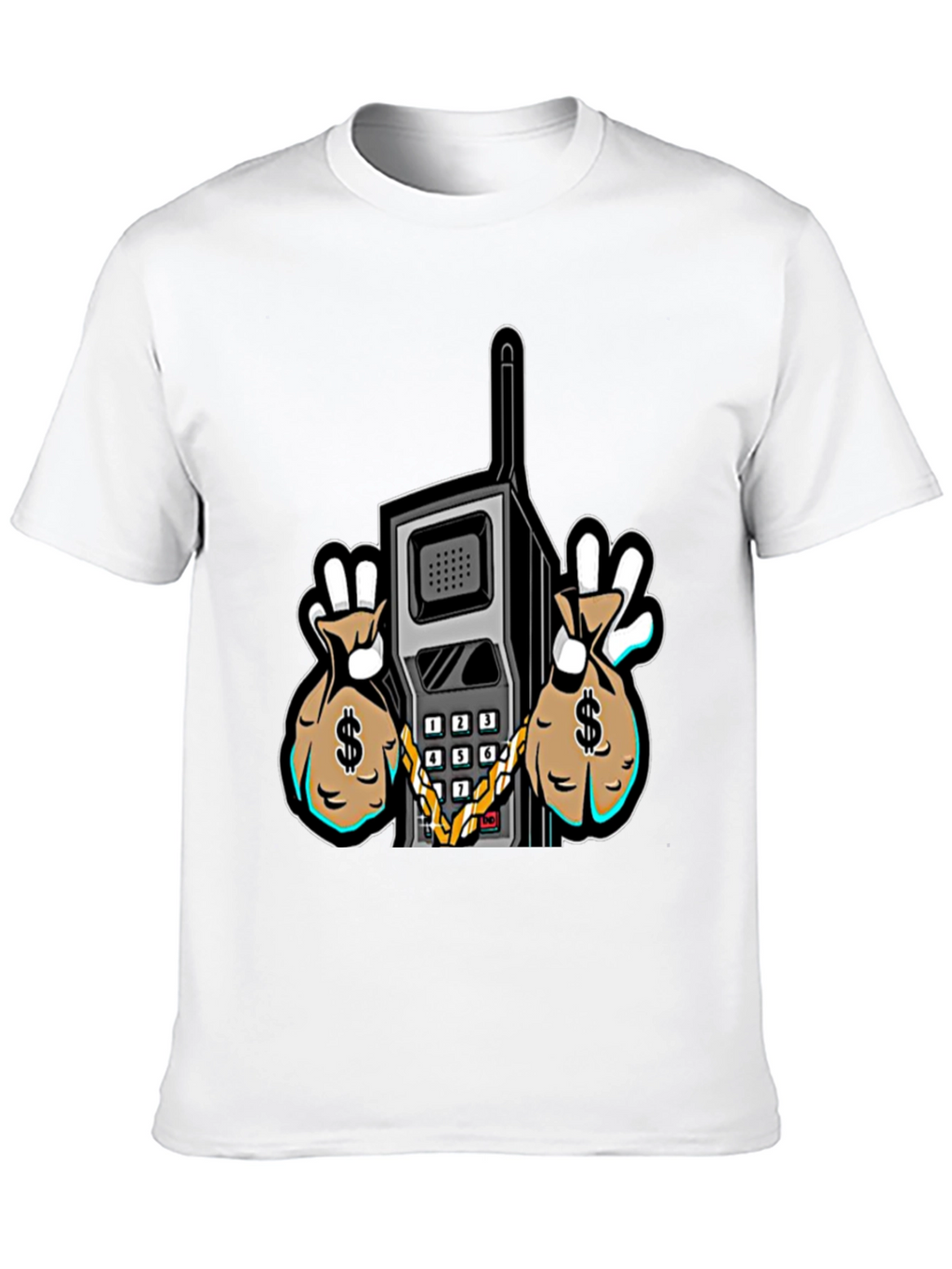 Retro Brick Phone Money Bags Graphic Tee