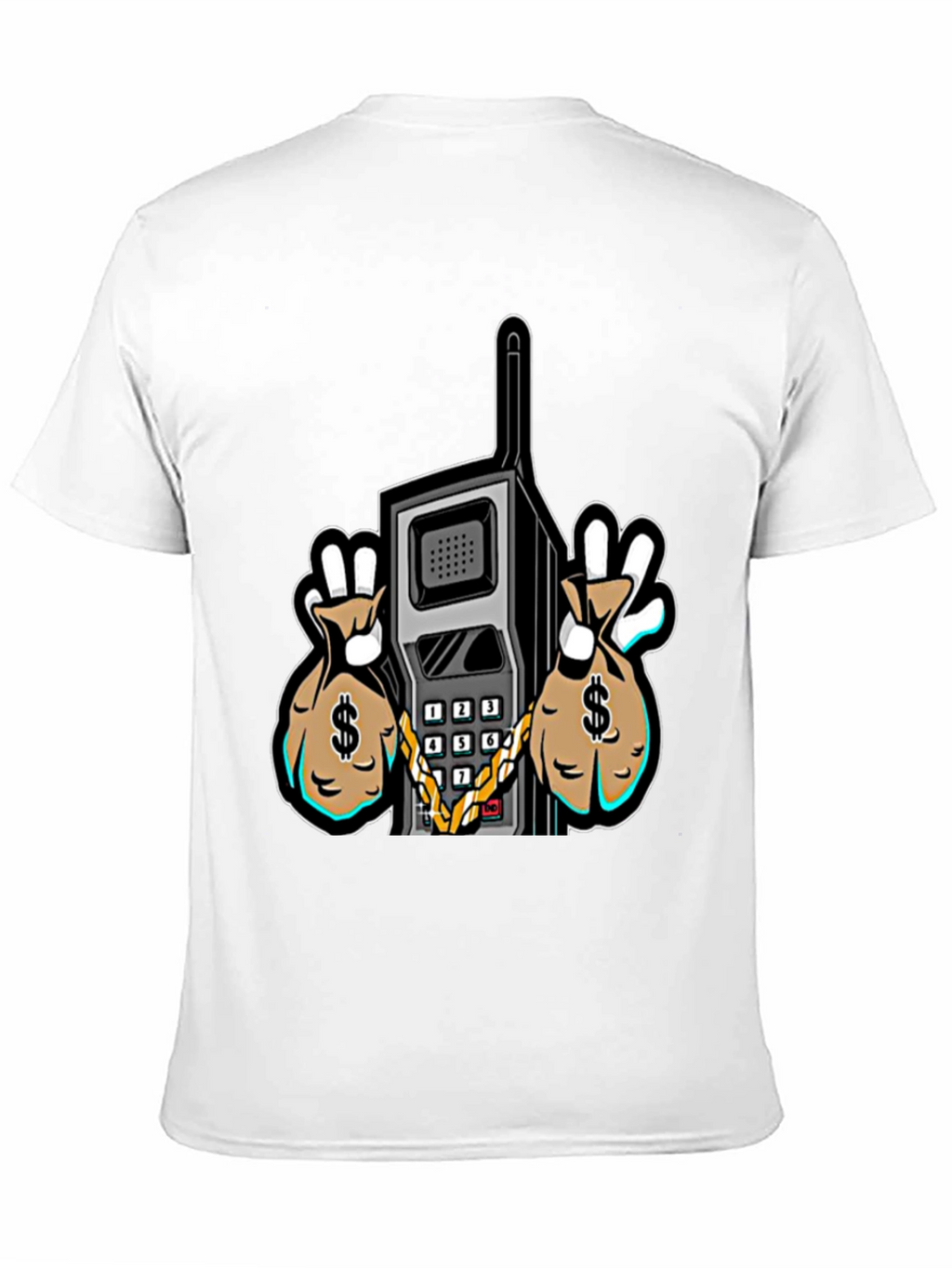 Retro Brick Phone Money Bags Graphic Tee