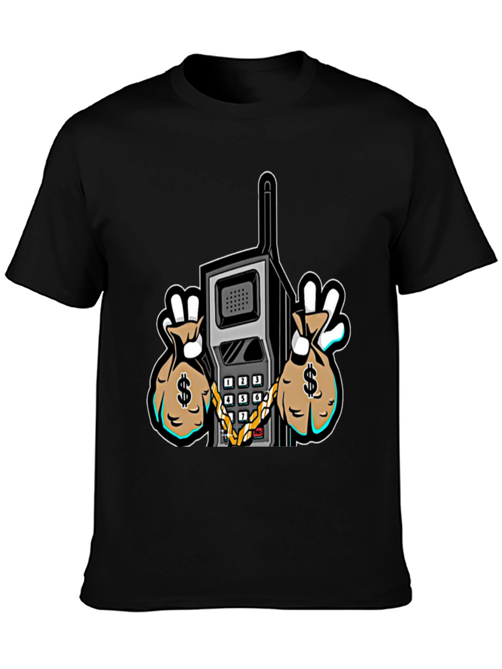 Retro Brick Phone Money Bags Graphic Tee