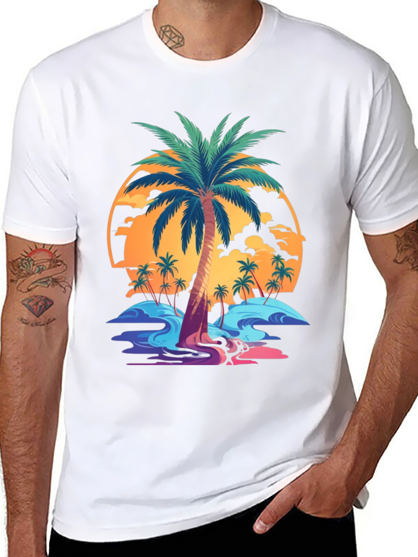 Tropical Palm Tree Graphic T-Shirt