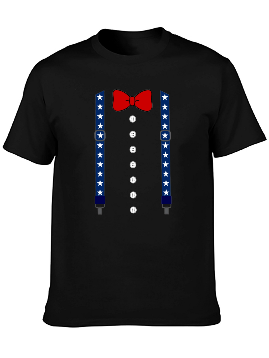 Patriotic Suspenders & Bow Tie Mens T-Shirt