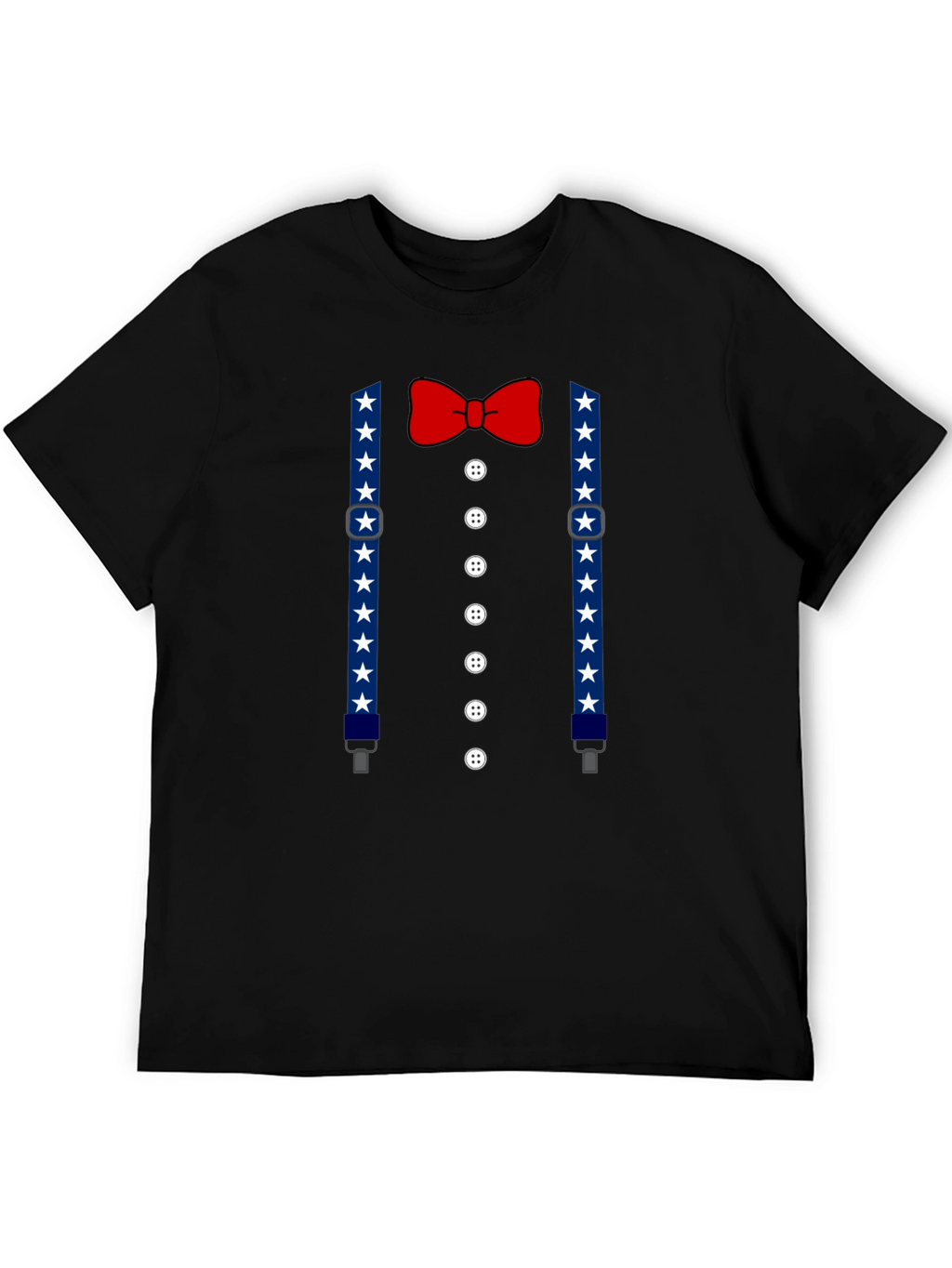 Patriotic Suspenders & Bow Tie Mens T-Shirt