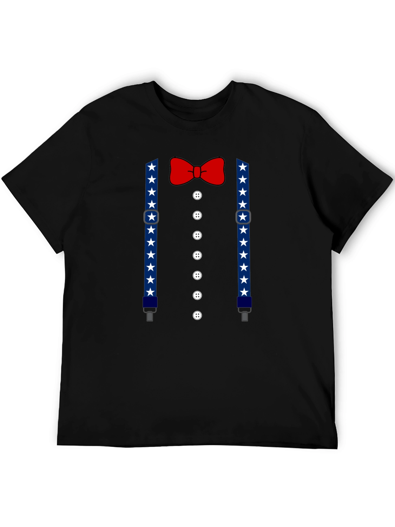 Patriotic Suspenders & Bow Tie Mens T-Shirt