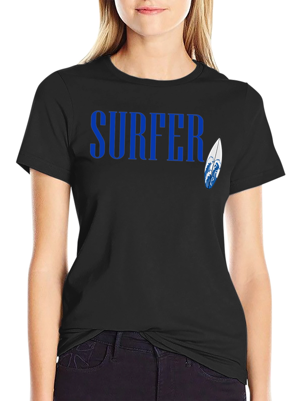 Surfer Graphic Tee - Black Cotton T-Shirt
