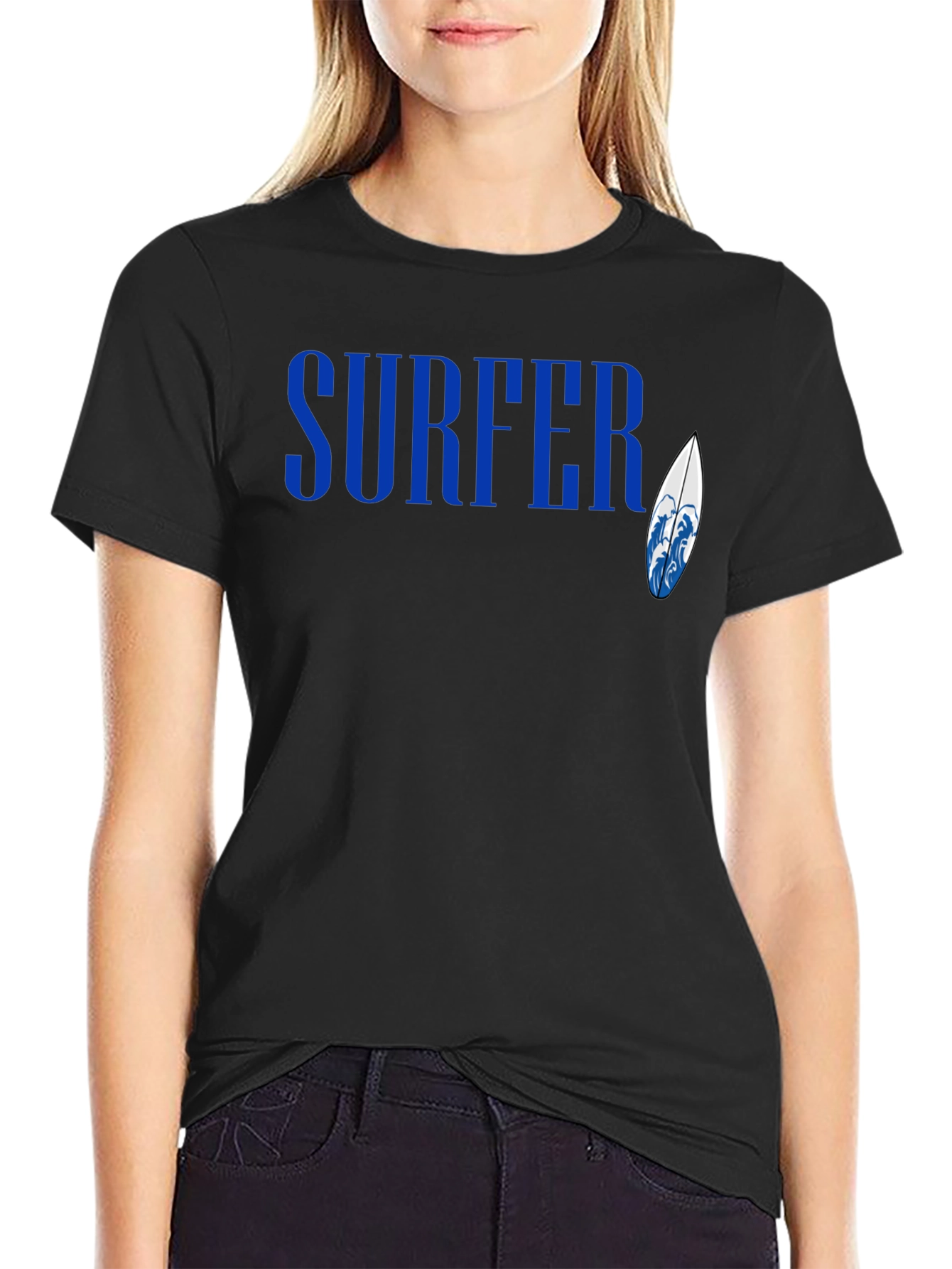 Surfer Graphic Tee - Black Cotton T-Shirt