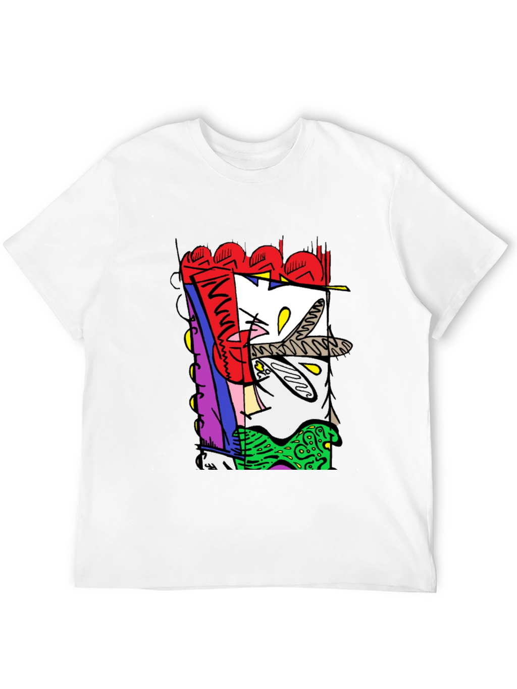 Abstract Graphic Print Black Crew Neck Tee