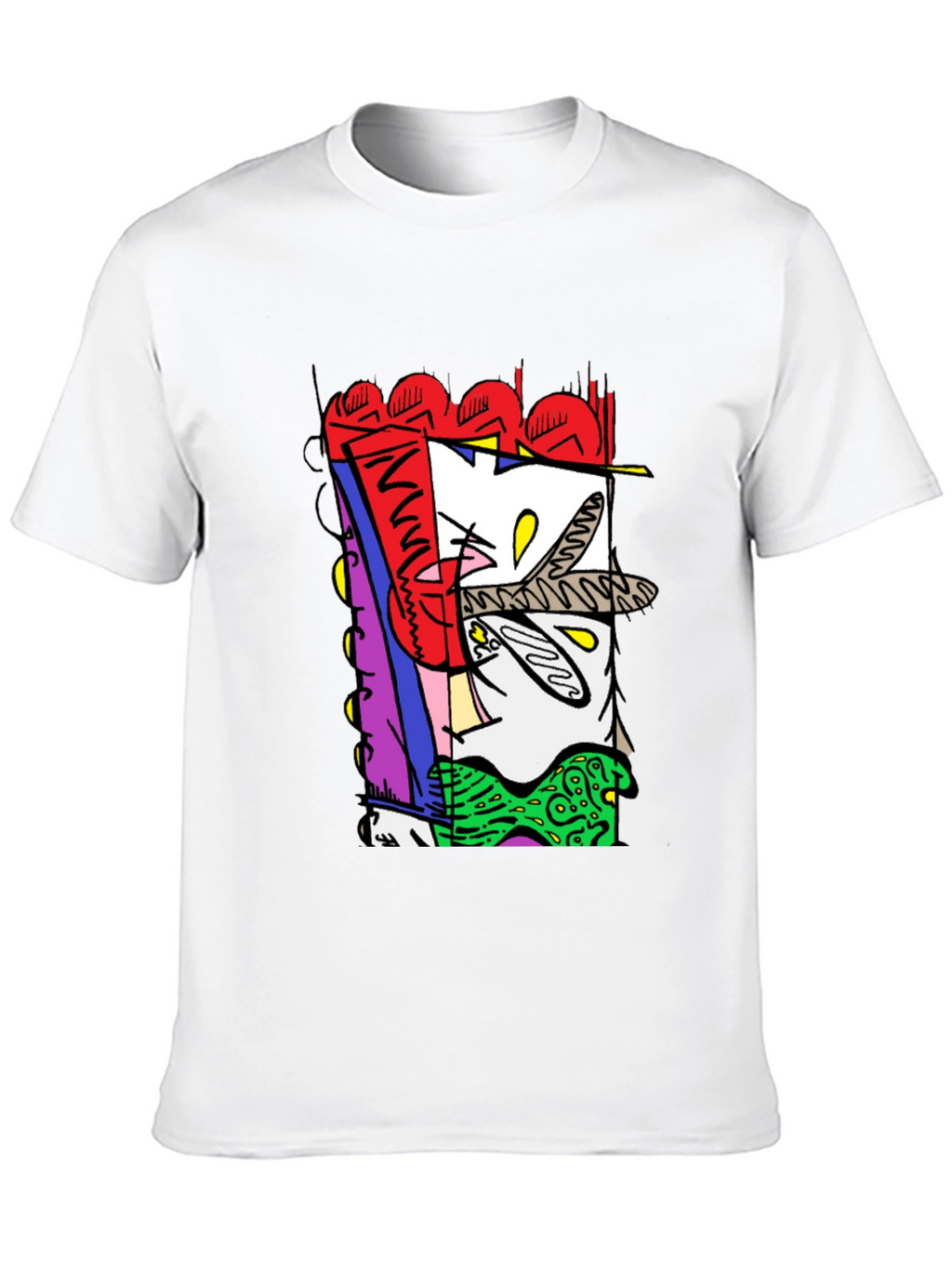 Abstract Graphic Print Black Crew Neck Tee