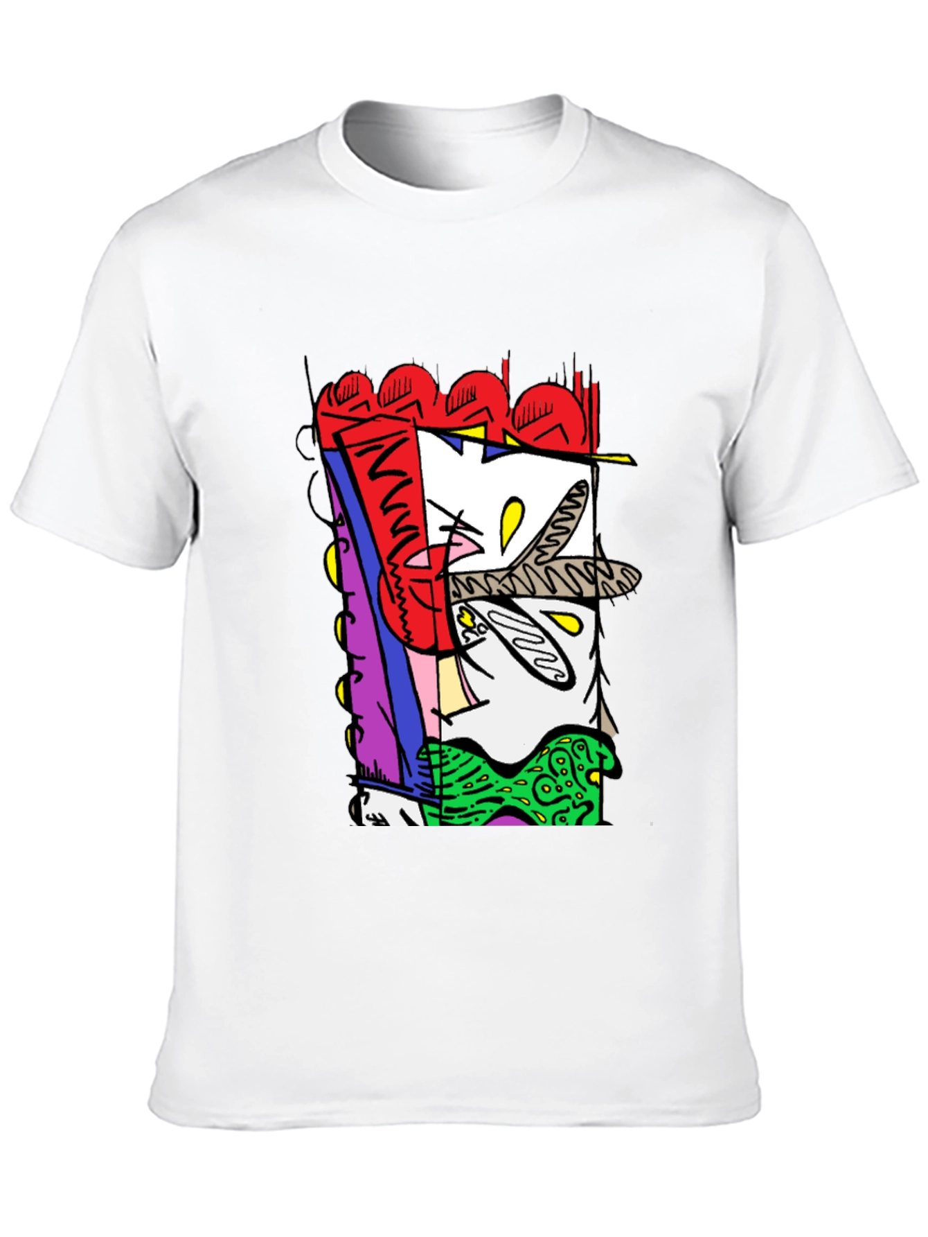 Abstract Graphic Print Black Crew Neck Tee