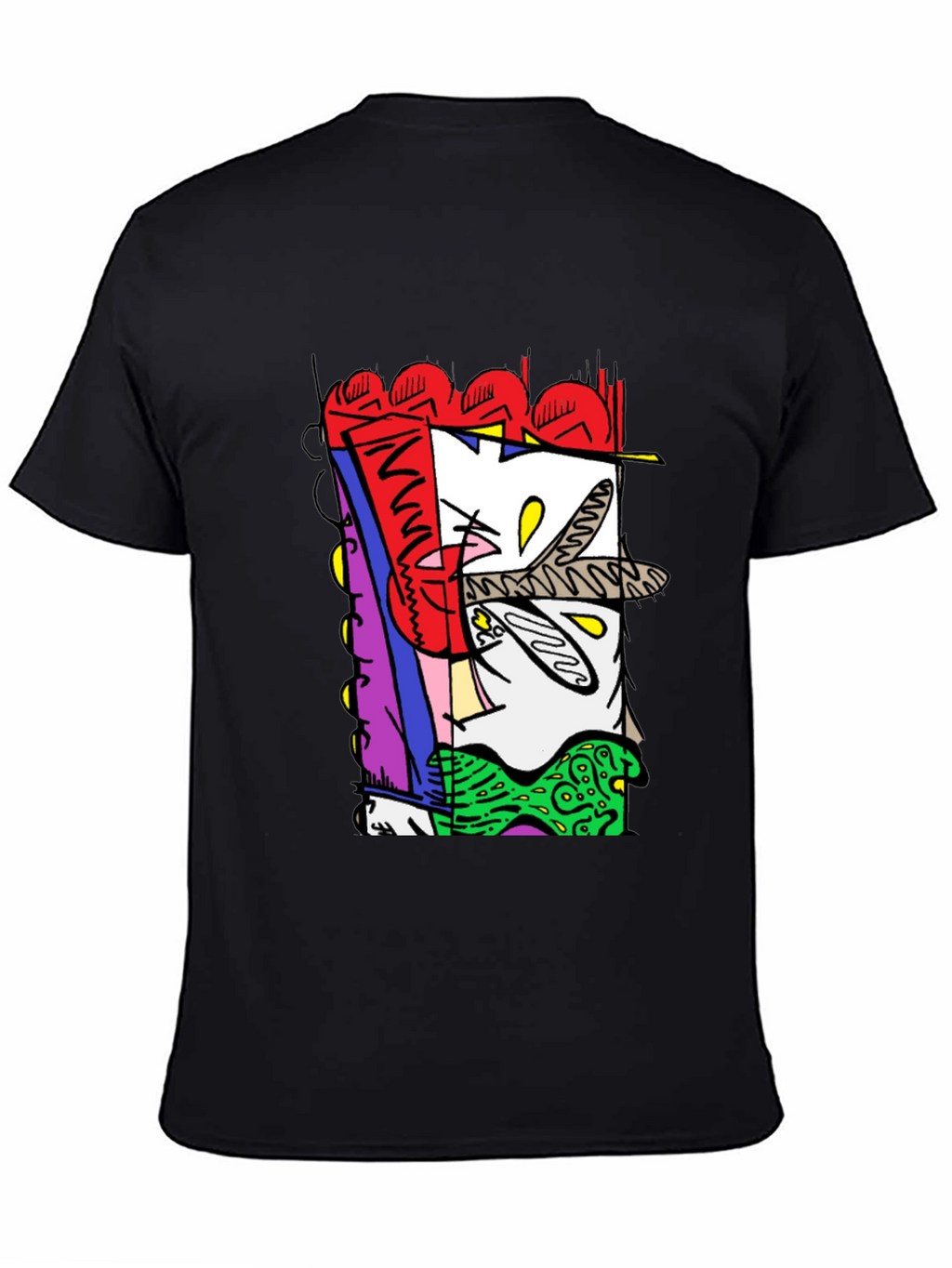 Abstract Graphic Print Black Crew Neck Tee