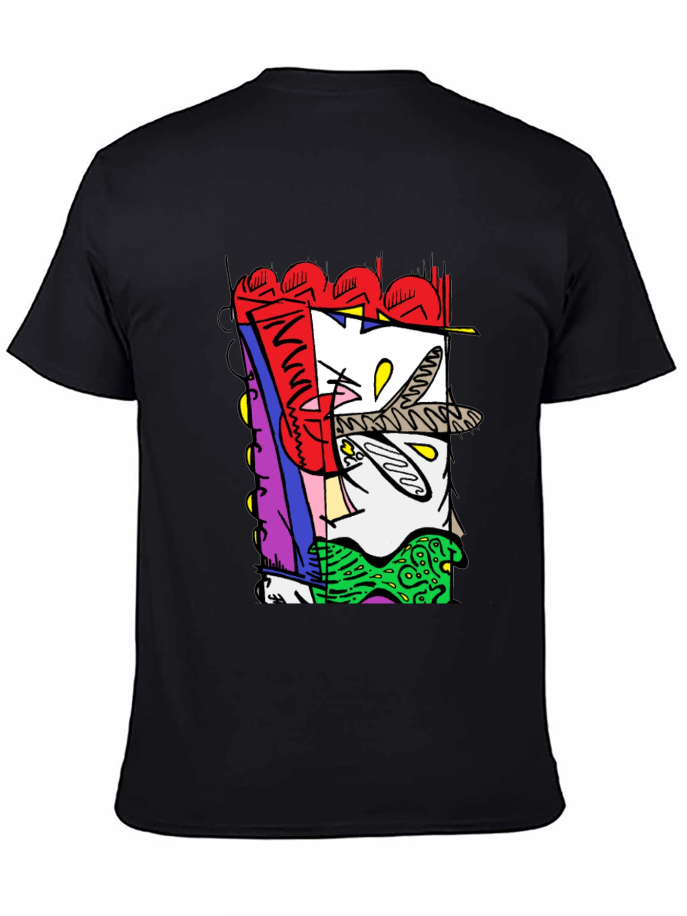 Abstract Graphic Print Black Crew Neck Tee