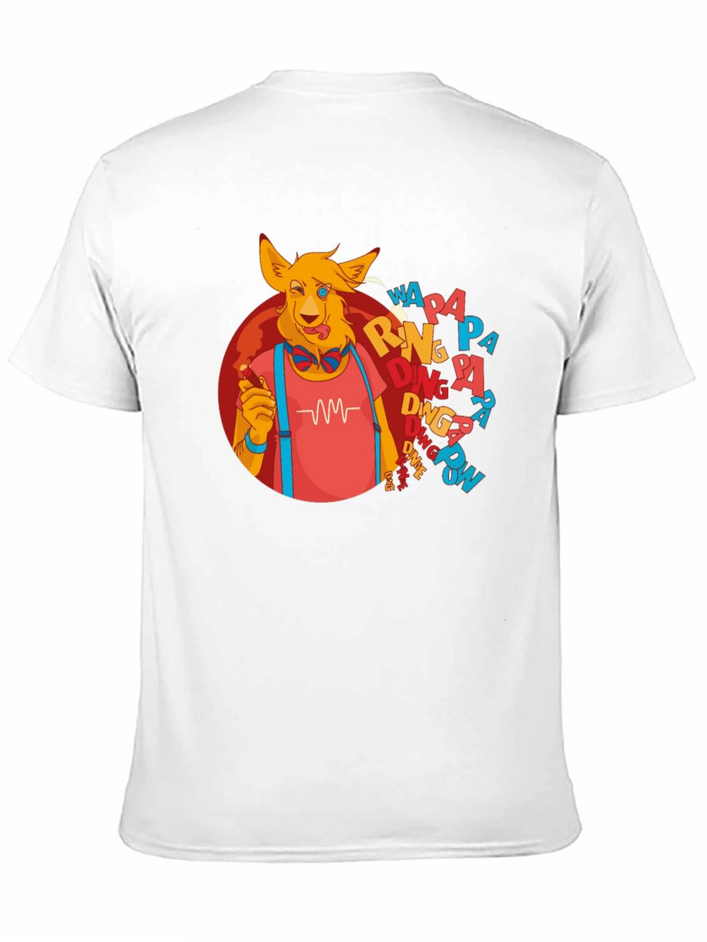 Cartoon Dog Graphic T-Shirt - Black Crew Neck Tee