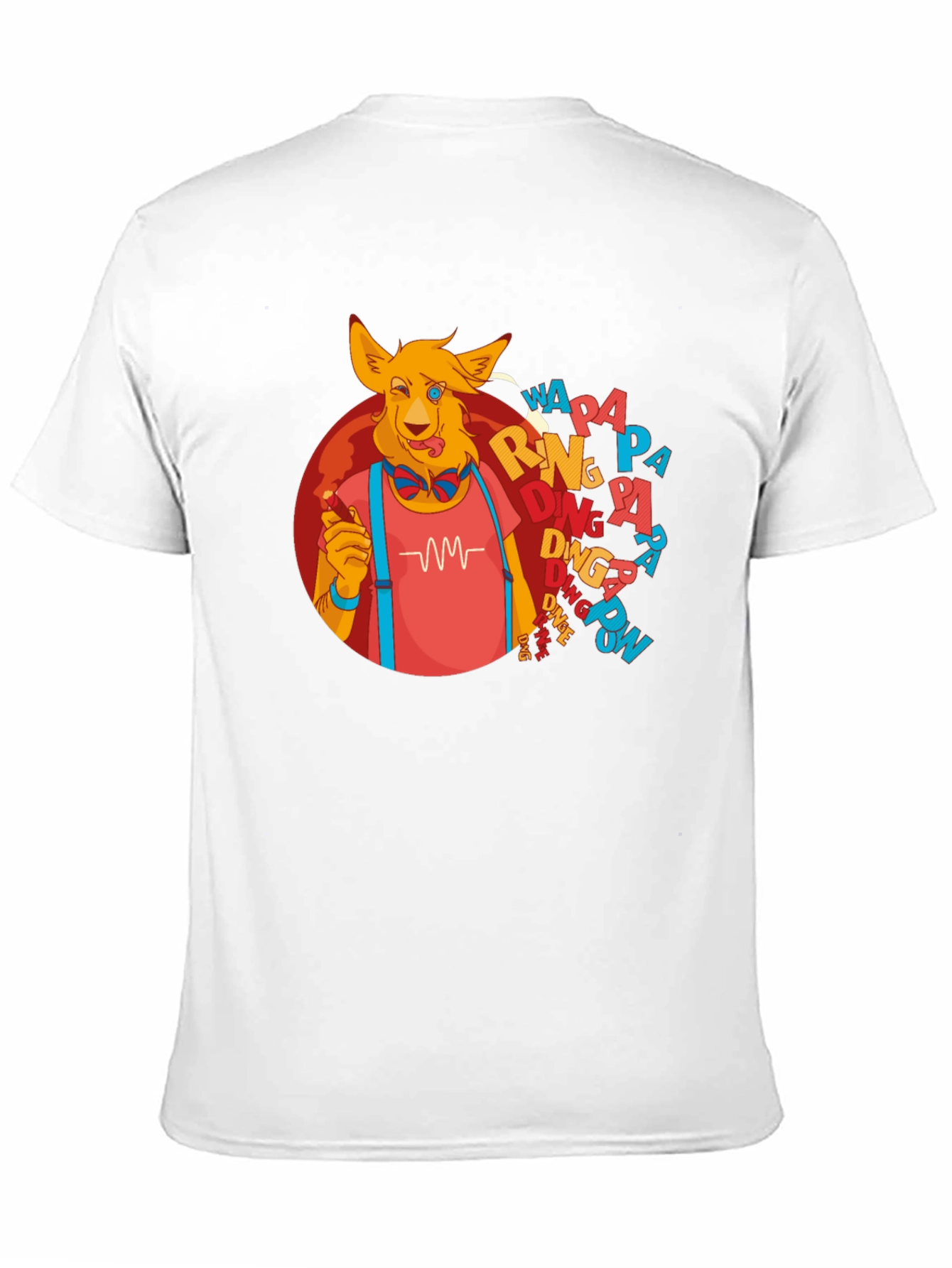 Cartoon Dog Graphic T-Shirt - Black Crew Neck Tee