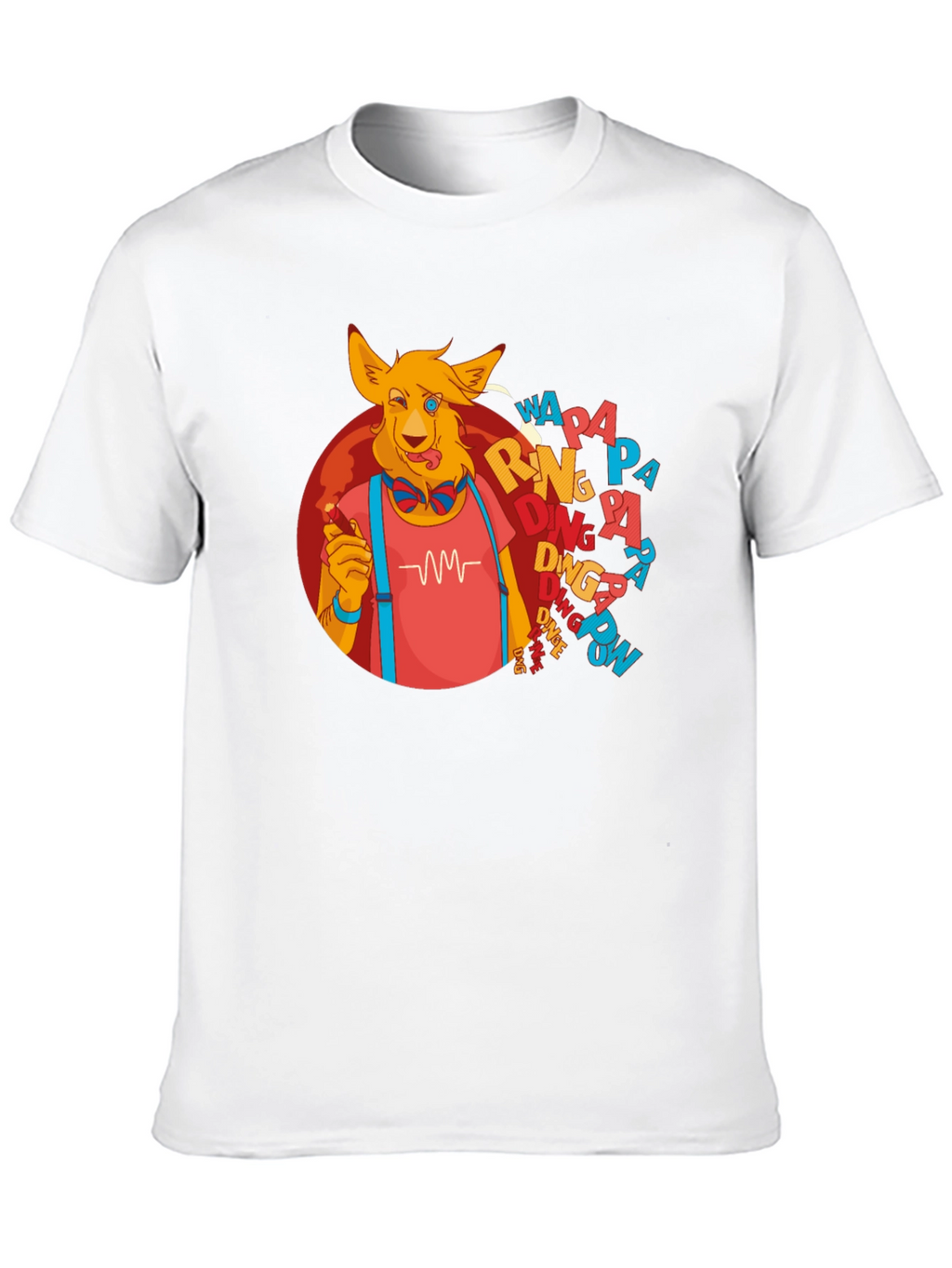 Cartoon Dog Graphic T-Shirt - Black Crew Neck Tee