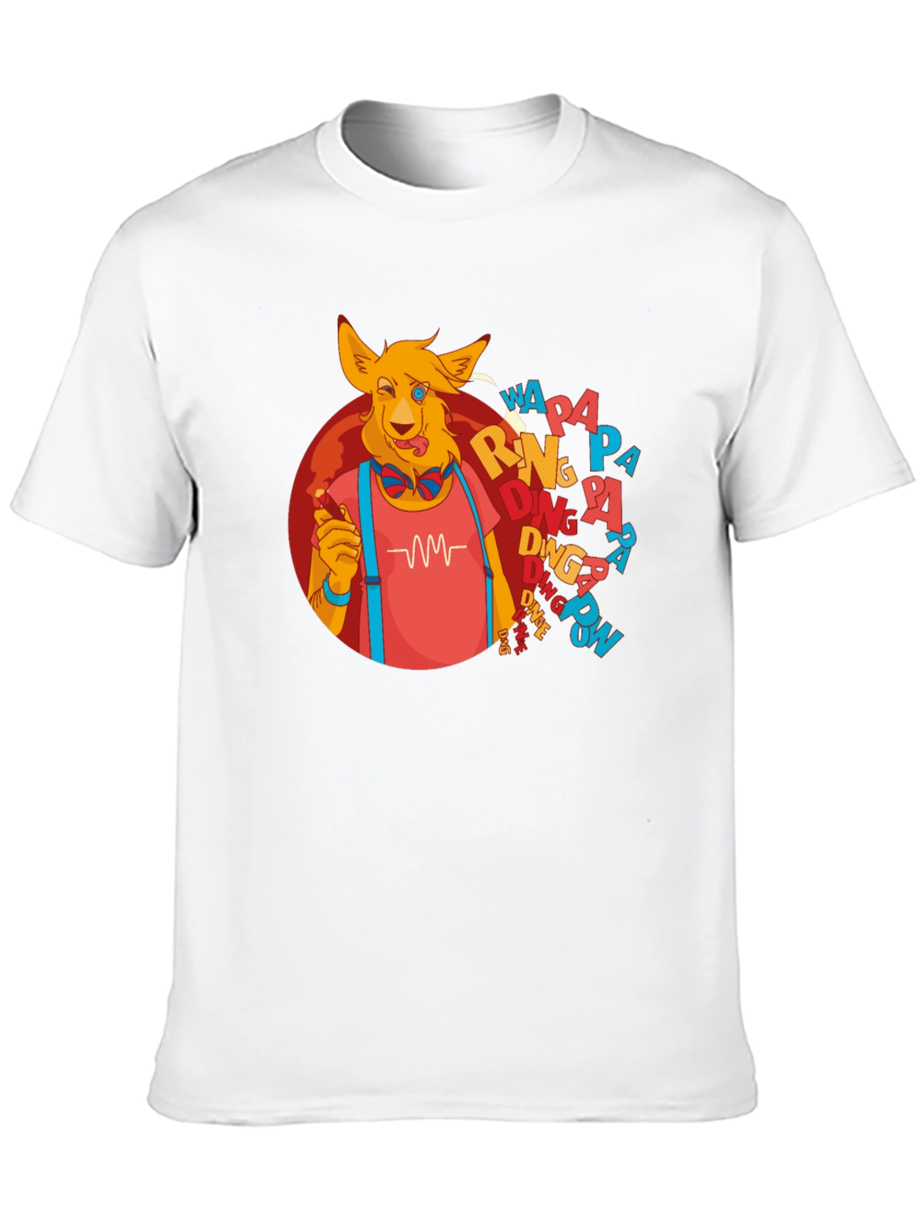 Cartoon Dog Graphic T-Shirt - Black Crew Neck Tee