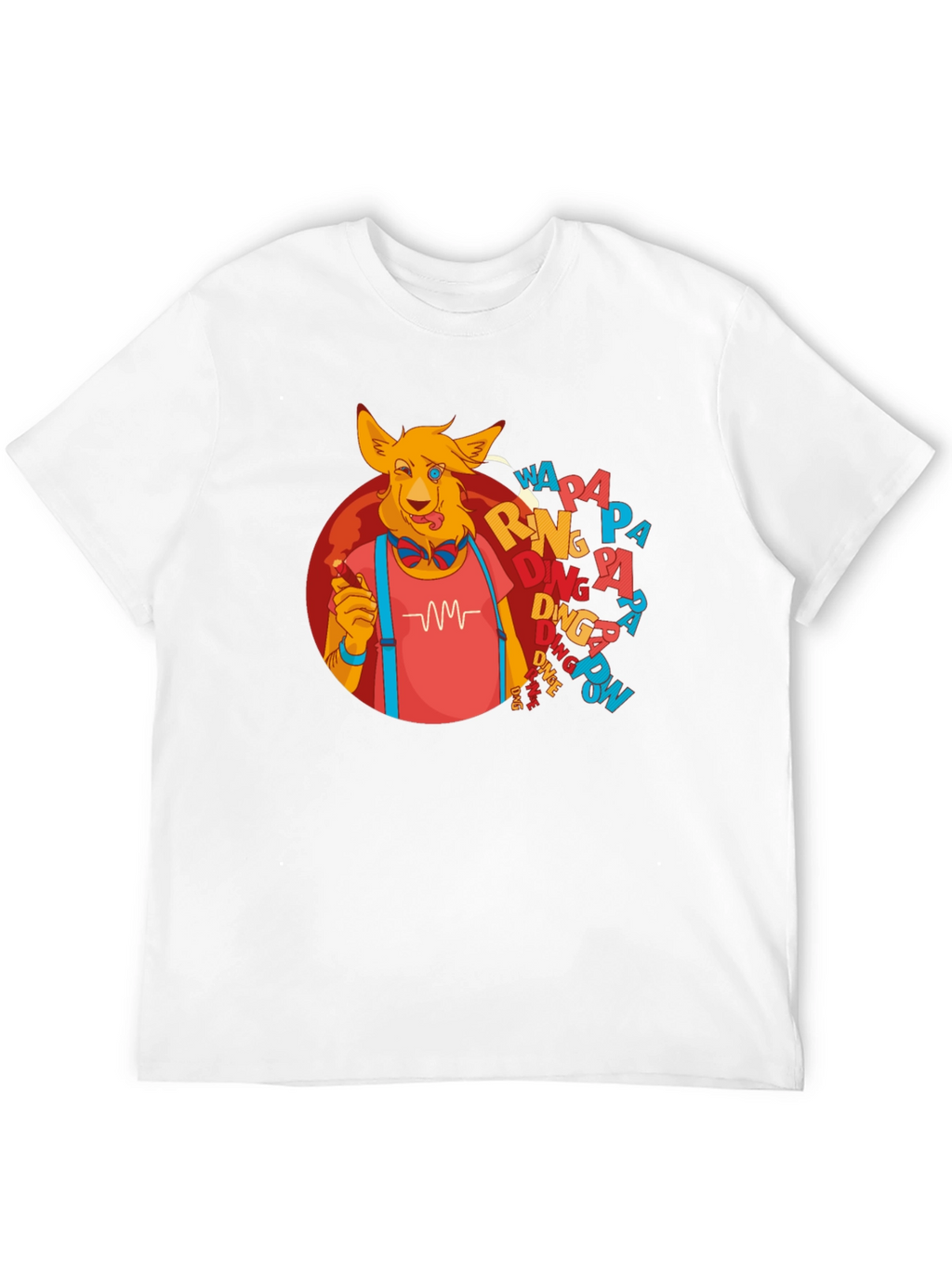 Cartoon Dog Graphic T-Shirt - Black Crew Neck Tee