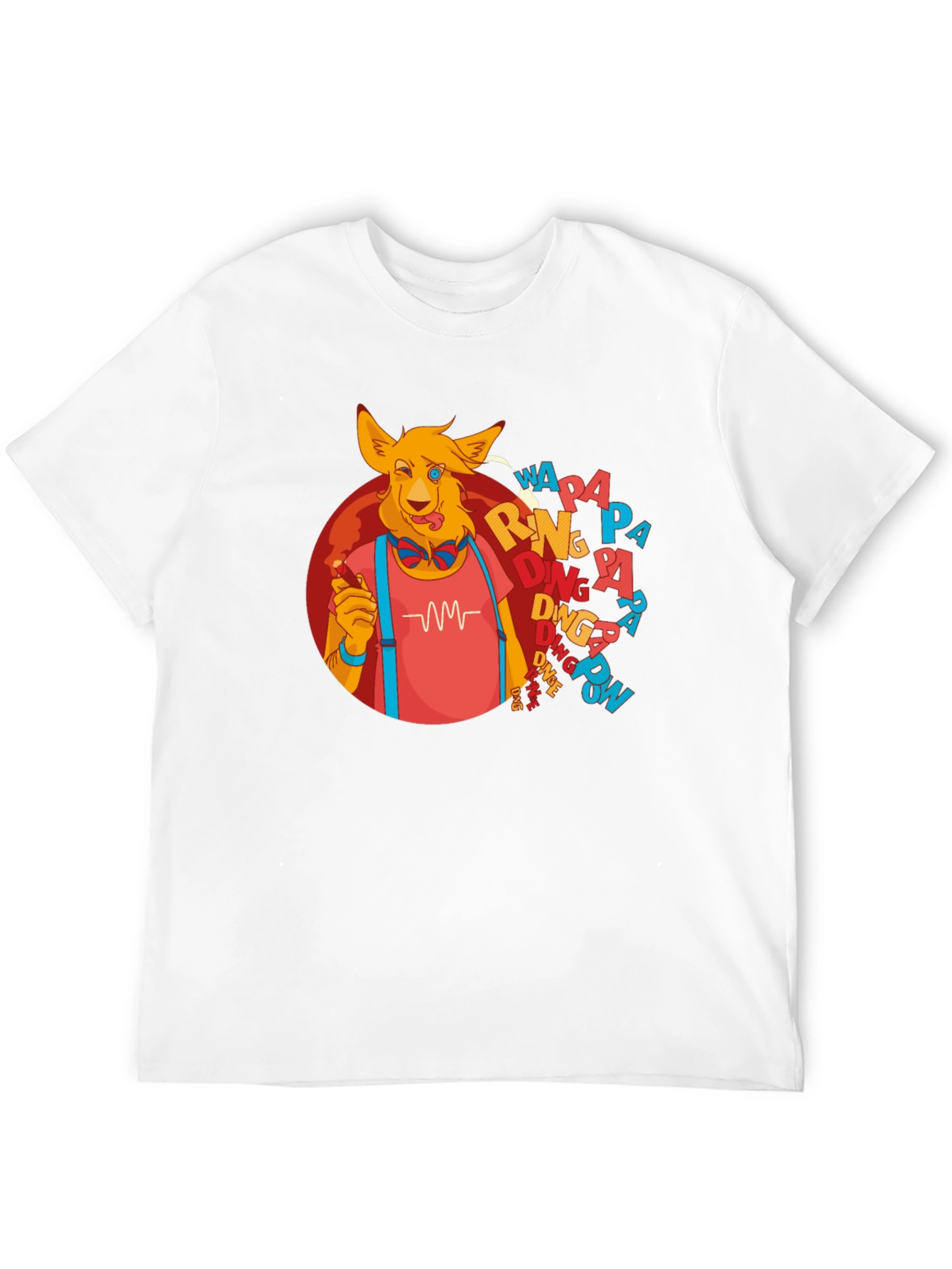 Cartoon Dog Graphic T-Shirt - Black Crew Neck Tee