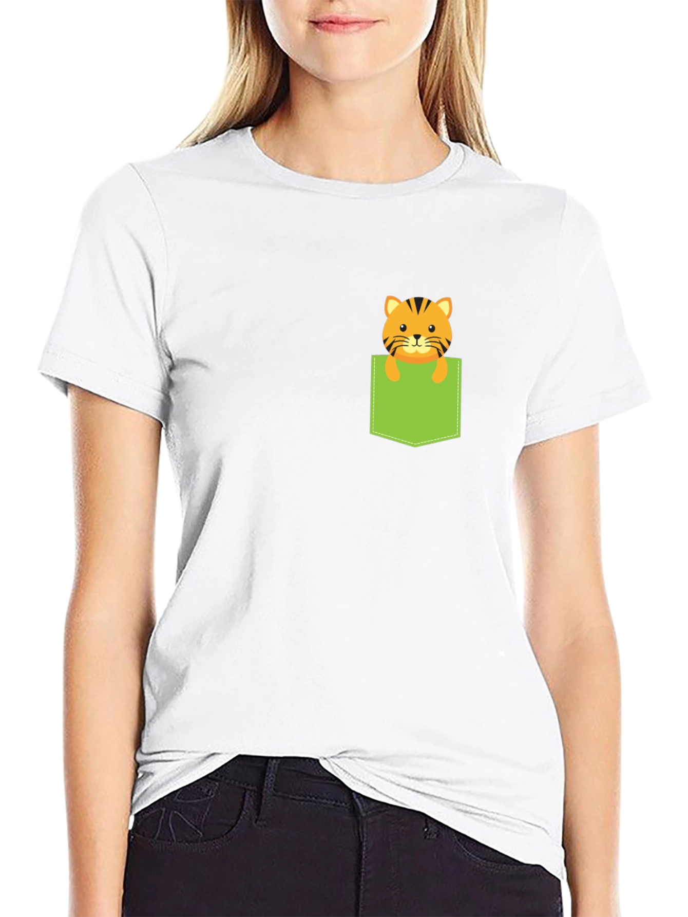 Tiger in Pocket Graphic Tee - Black