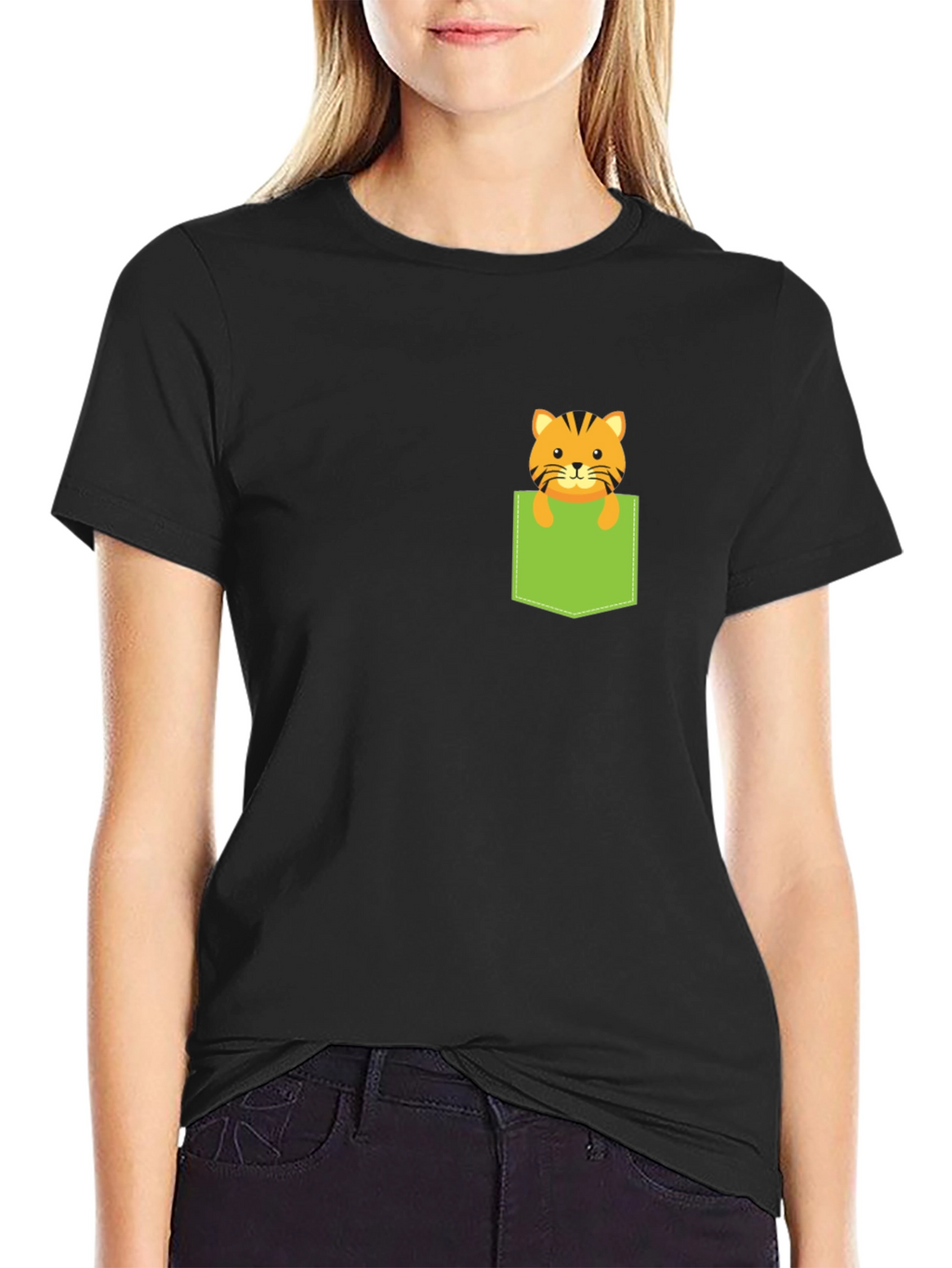 Tiger in Pocket Graphic Tee - Black