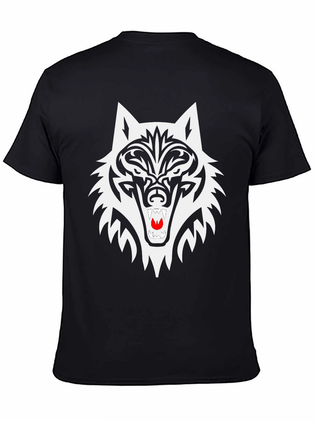 Black Wolf Graphic Tee - Tribal Style
