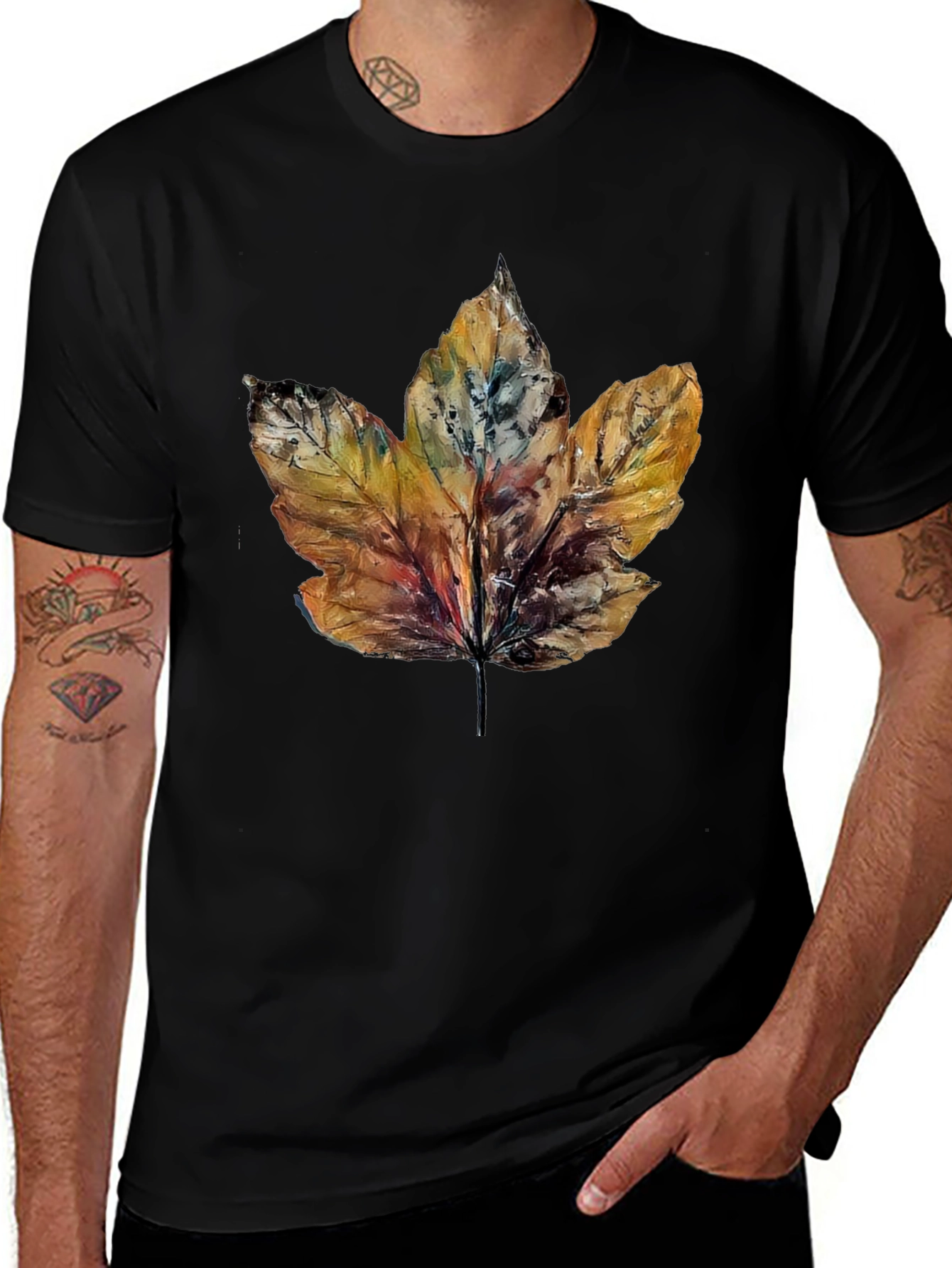 Autumn Leaf Graphic Tee - Nature Inspired T-Shirt