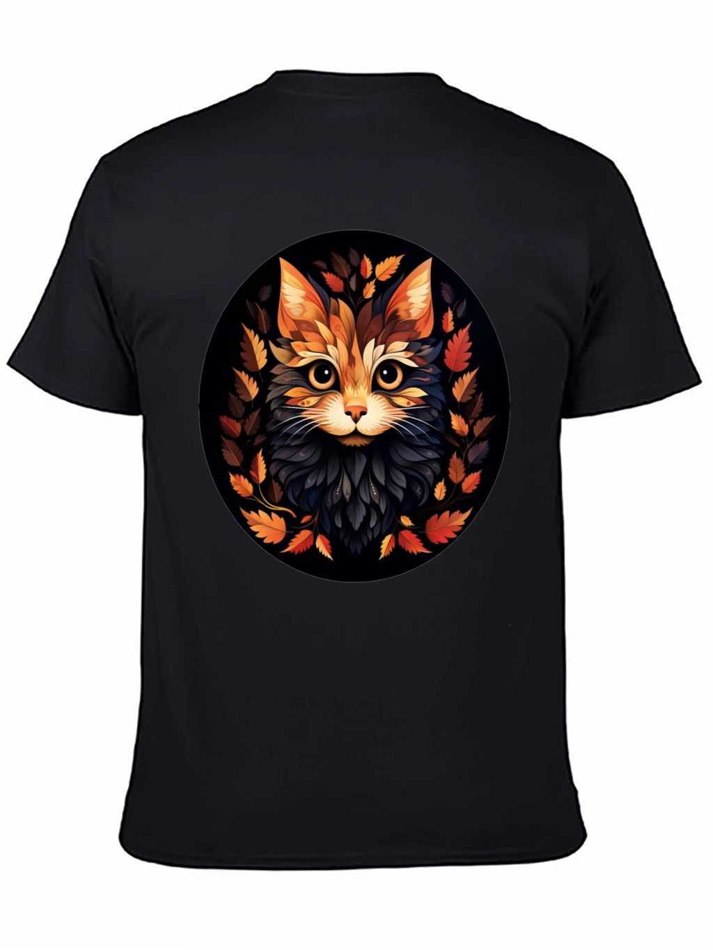 Stylish Cat Art Black T-Shirt