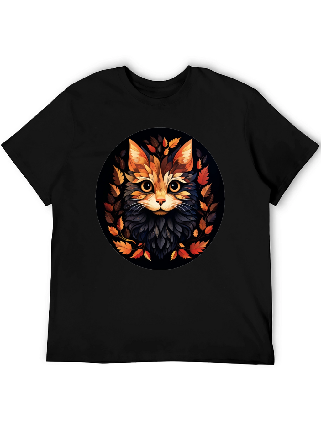 Stylish Cat Art Black T-Shirt