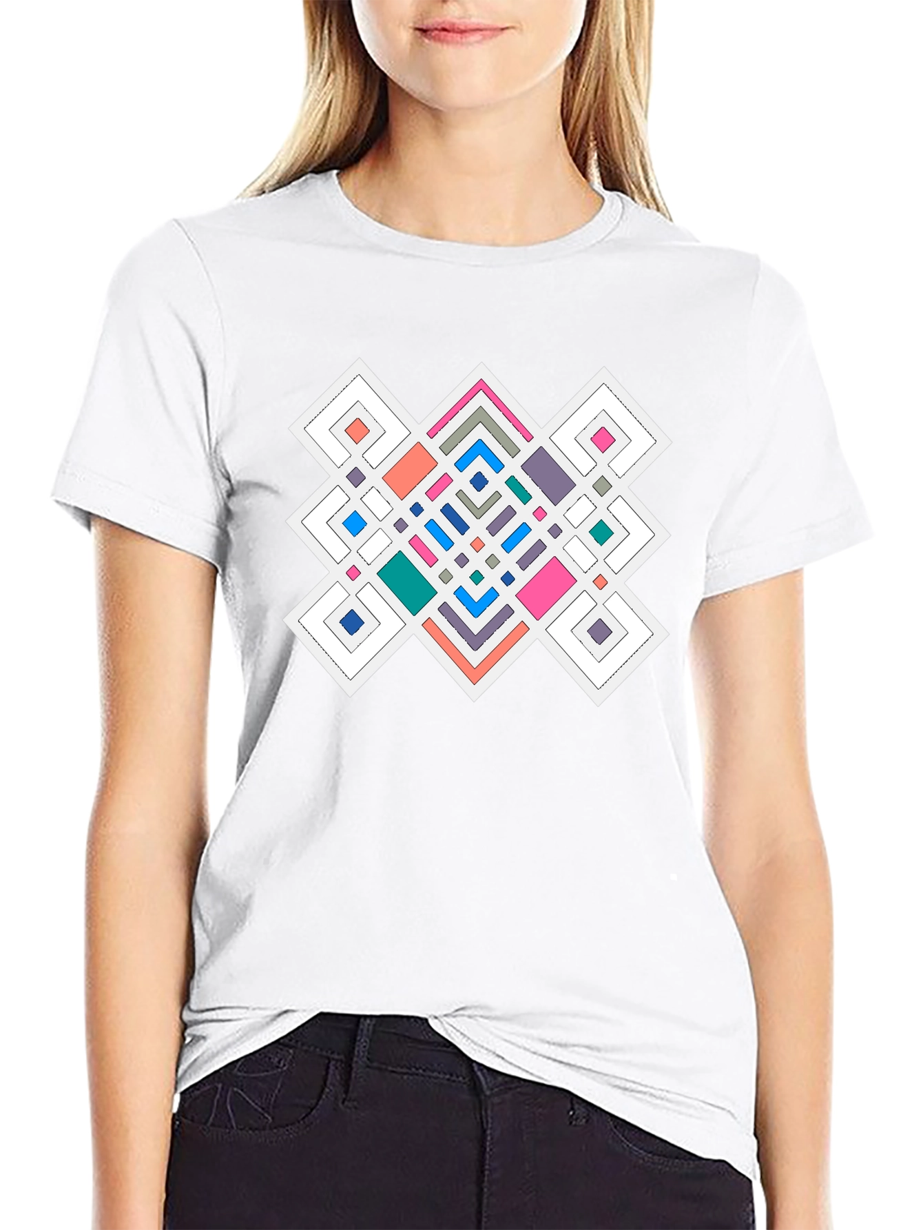 Geometric Pattern Black T-Shirt