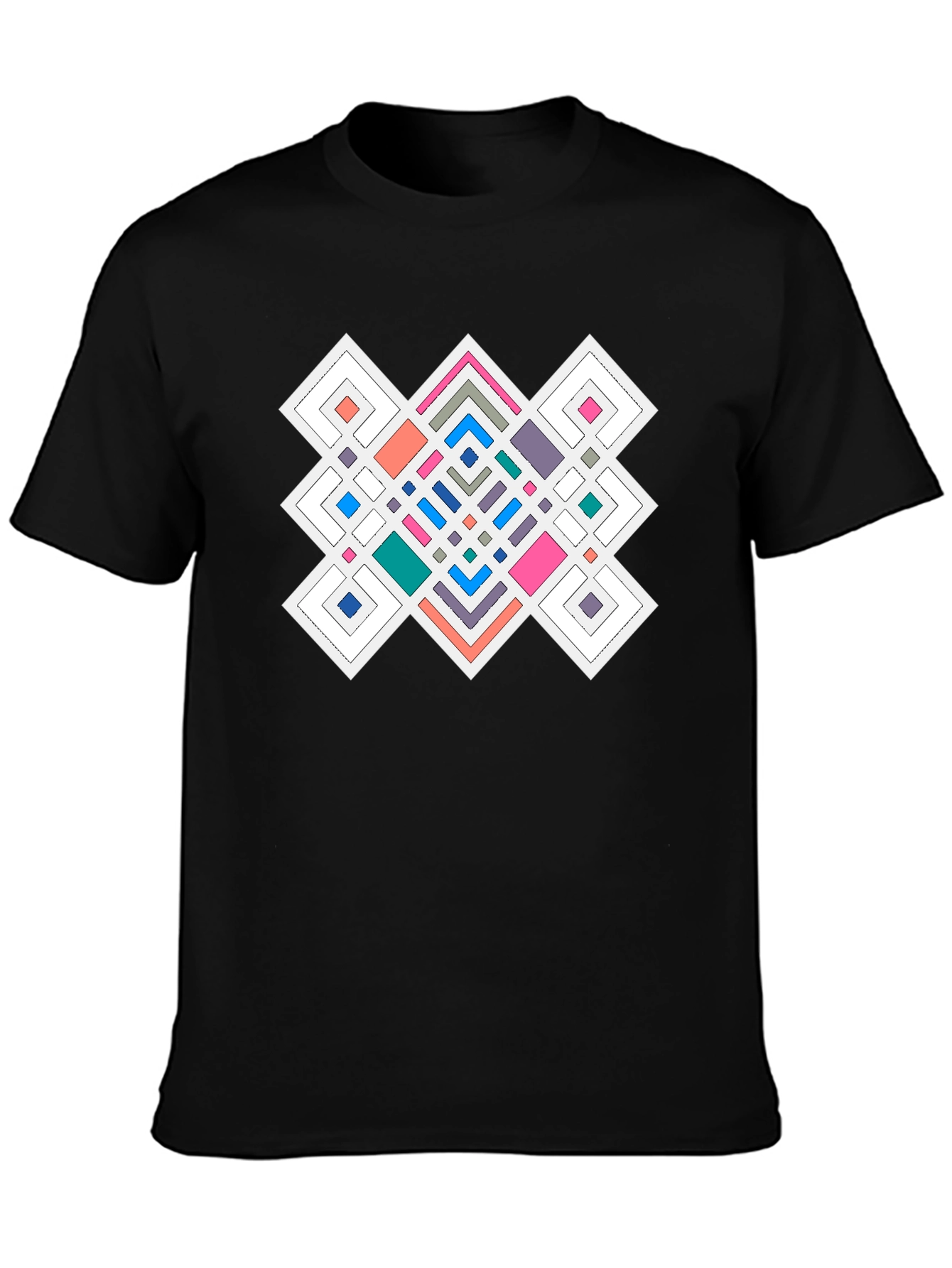 Geometric Pattern Black T-Shirt
