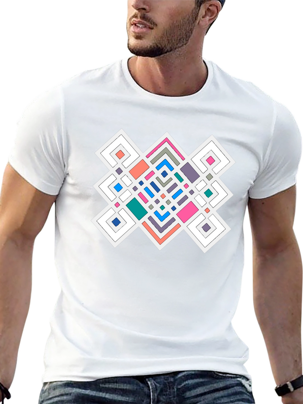 Geometric Pattern Black T-Shirt